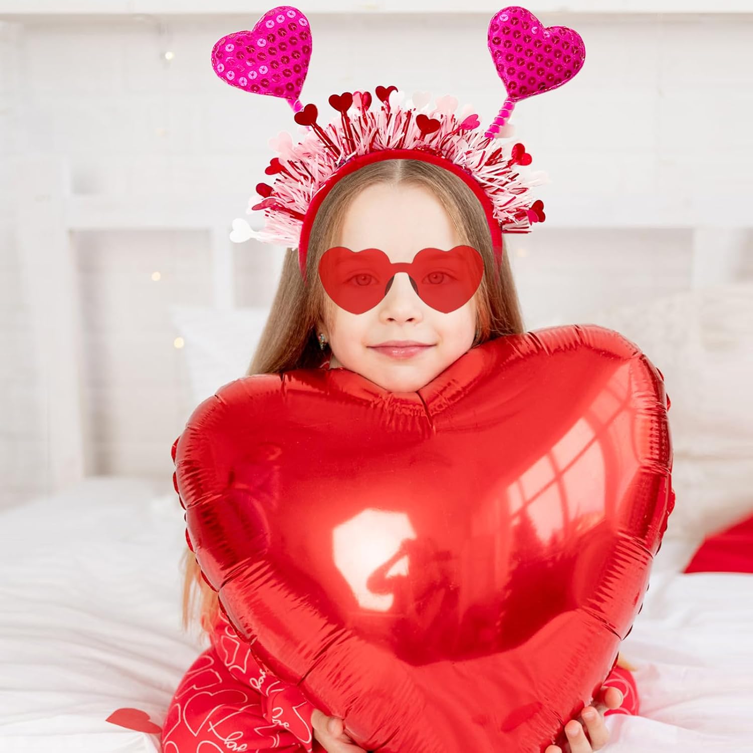 12 Pcs Heart Headband and Glasses Set for Valentine Party
