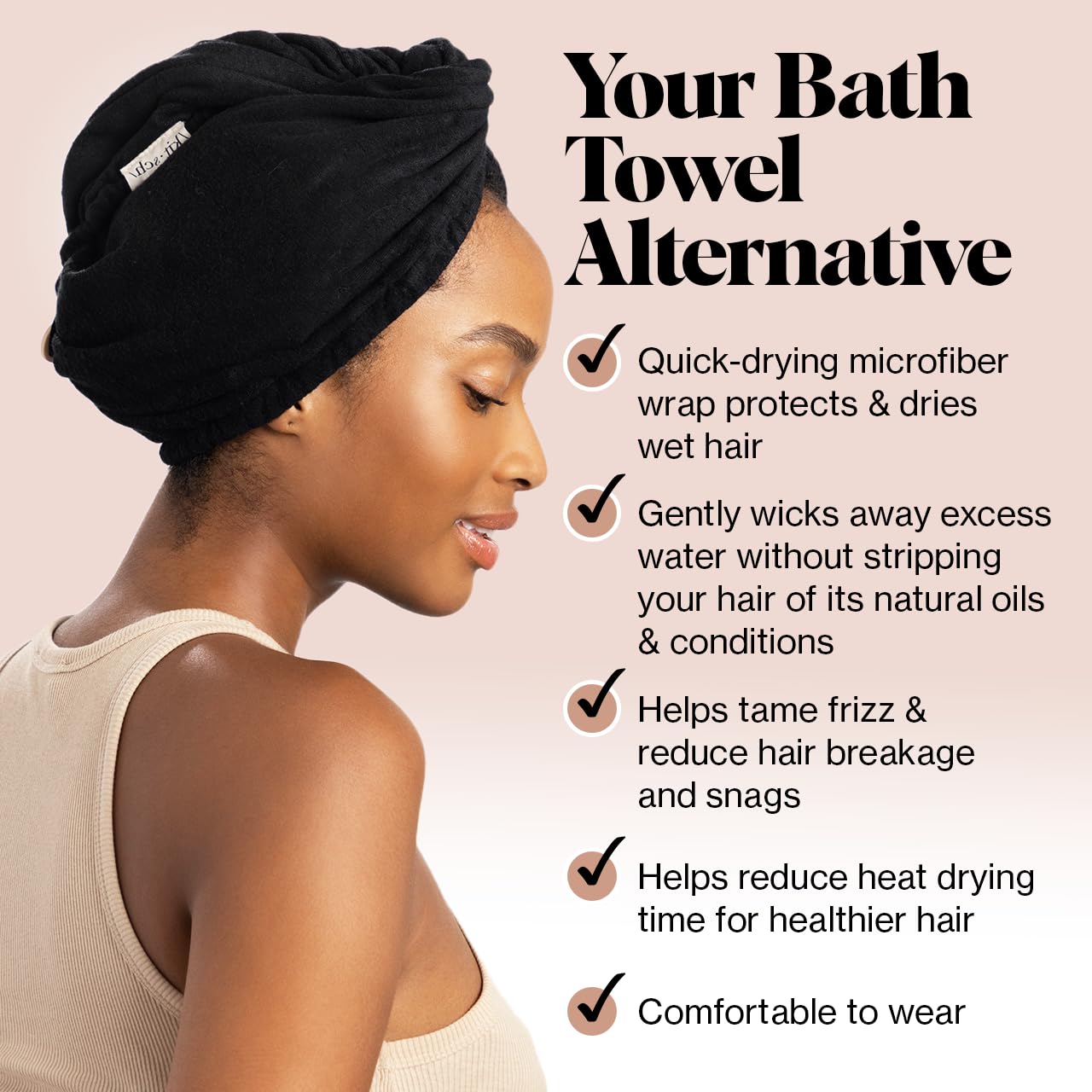 Kitsch Microfiber Hair Towel Wrap - Black 1
