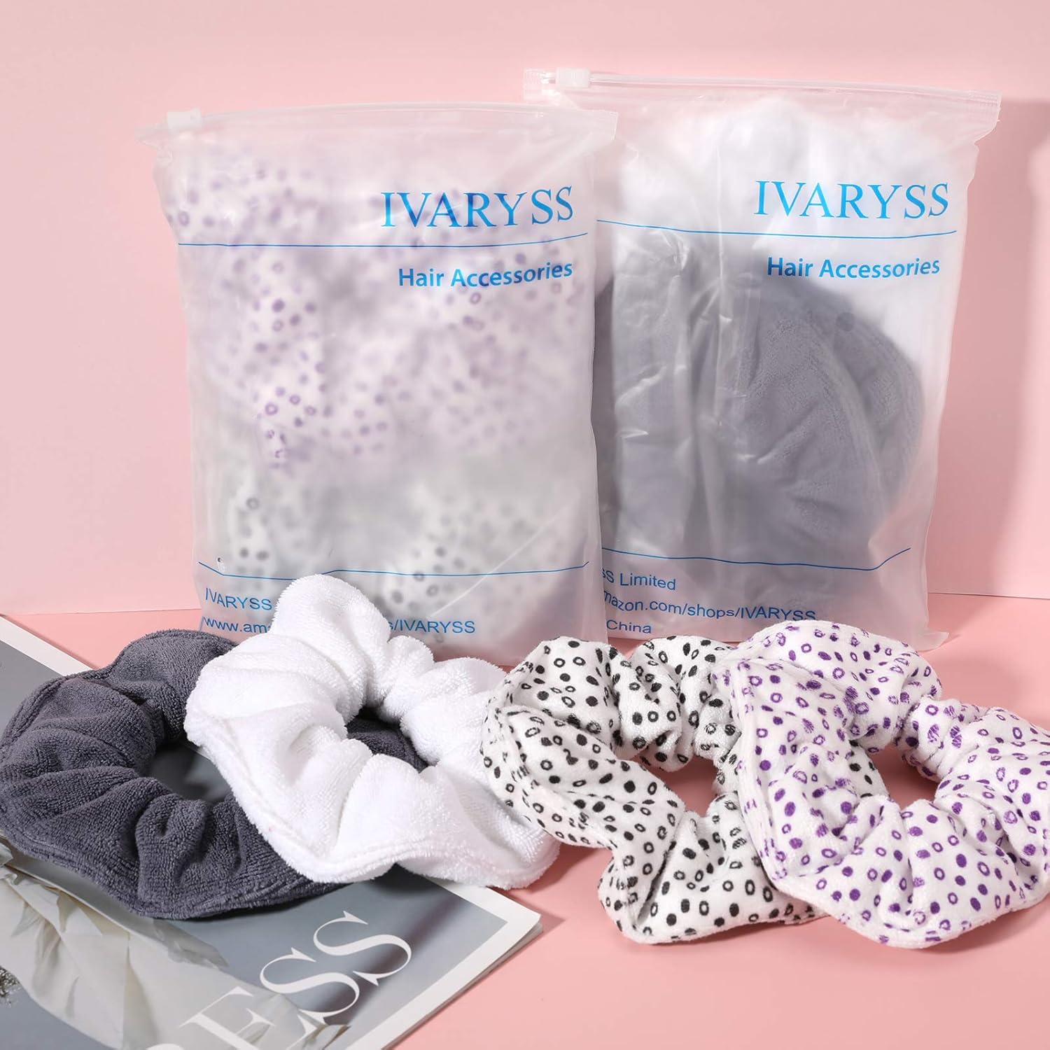 IVARYSS Super Absorbent Microfiber Towel Scrunchies 4PCS