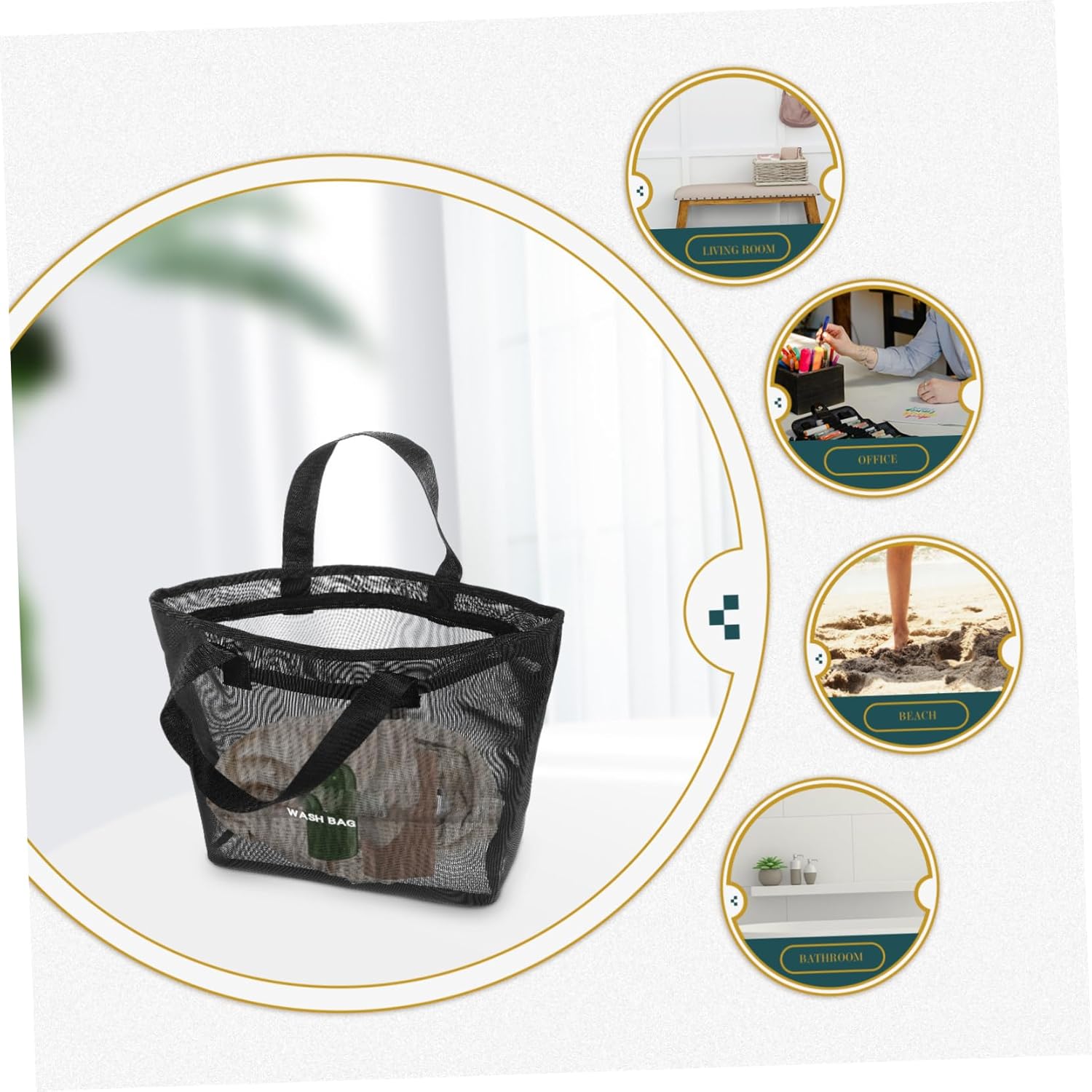 SOLUSTRE Unisex Mesh Shower Tote Bag Organizer 1