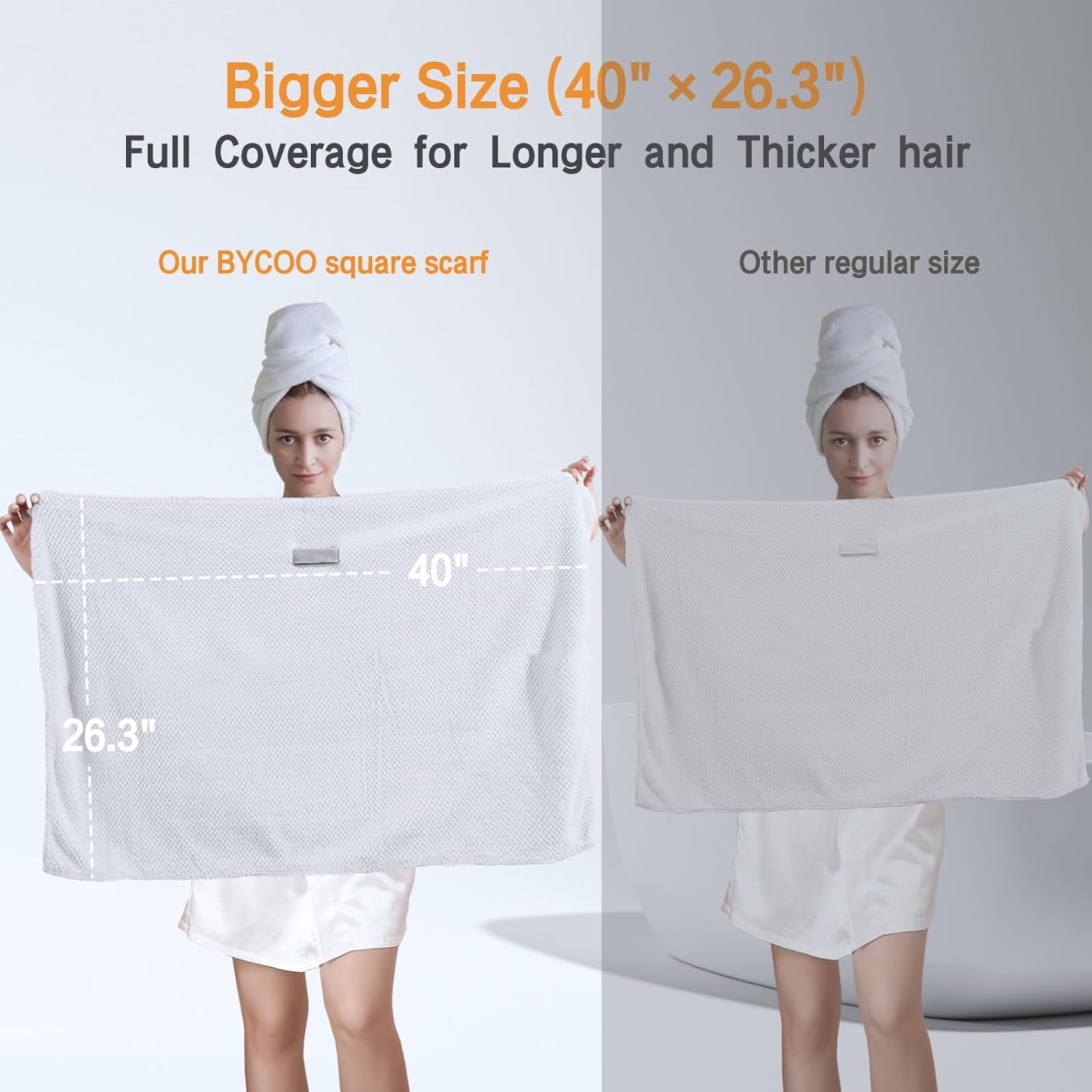 BYCOO Large Microfiber Hair Towel Wrap - White X-Large