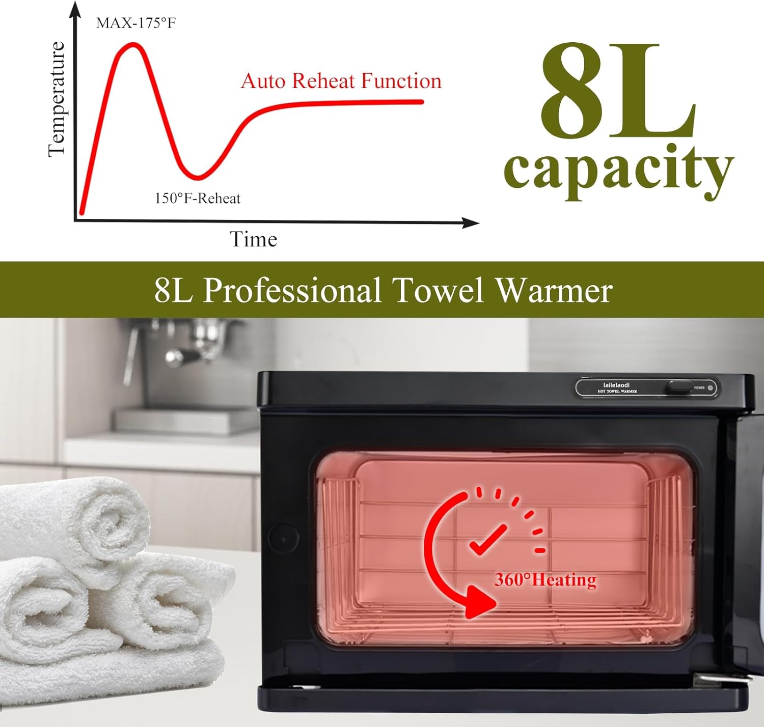 Hot Towel Warmer Cabinet with 8L Capacity