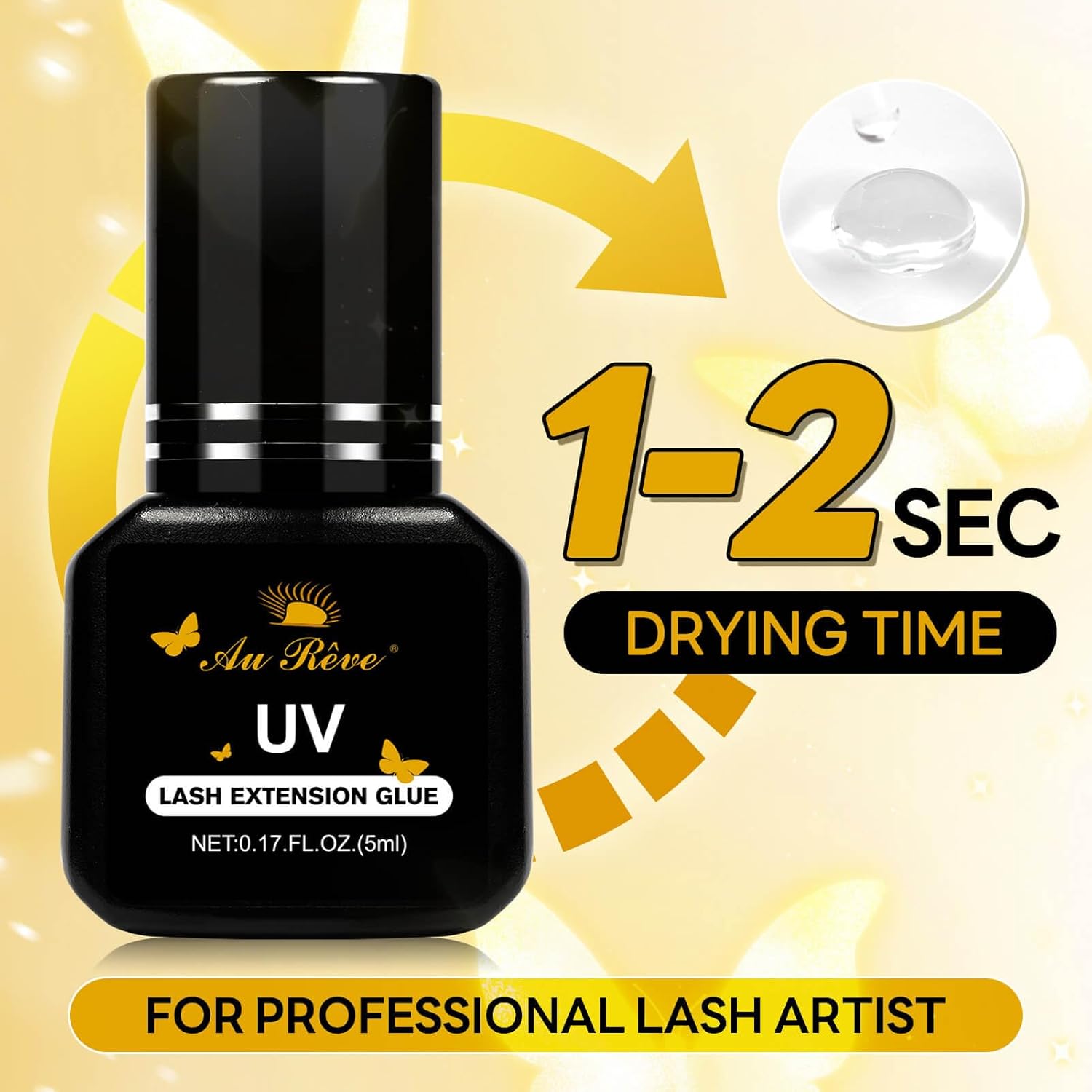 AuReve UV Eyelash Glue 5ml 1-Second Quick-Drying