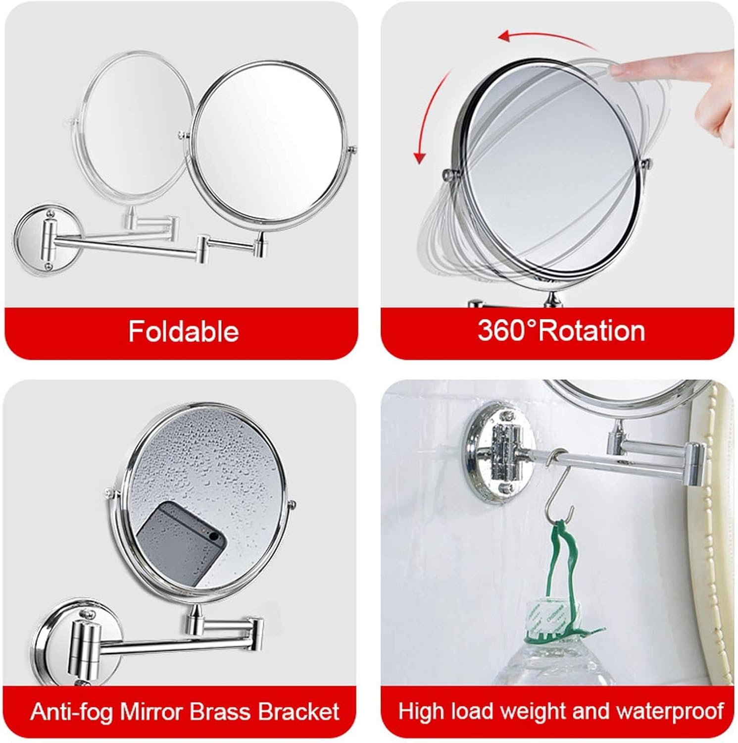 DEIHGE 8 Inch Double Sided Makeup Mirror with 360 Swivel and Magnification