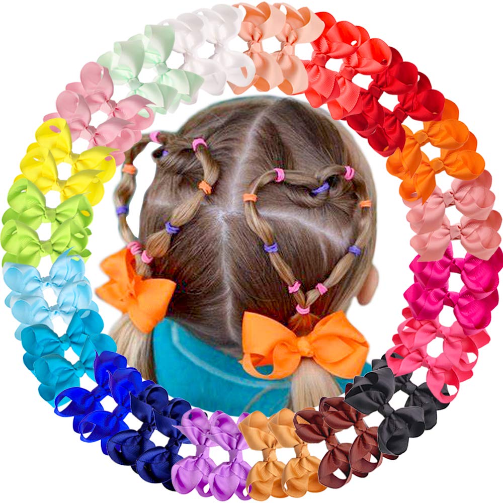 CLLOT 40Pcs 3 Inch Hair Bows for Girls with Alligator Clips