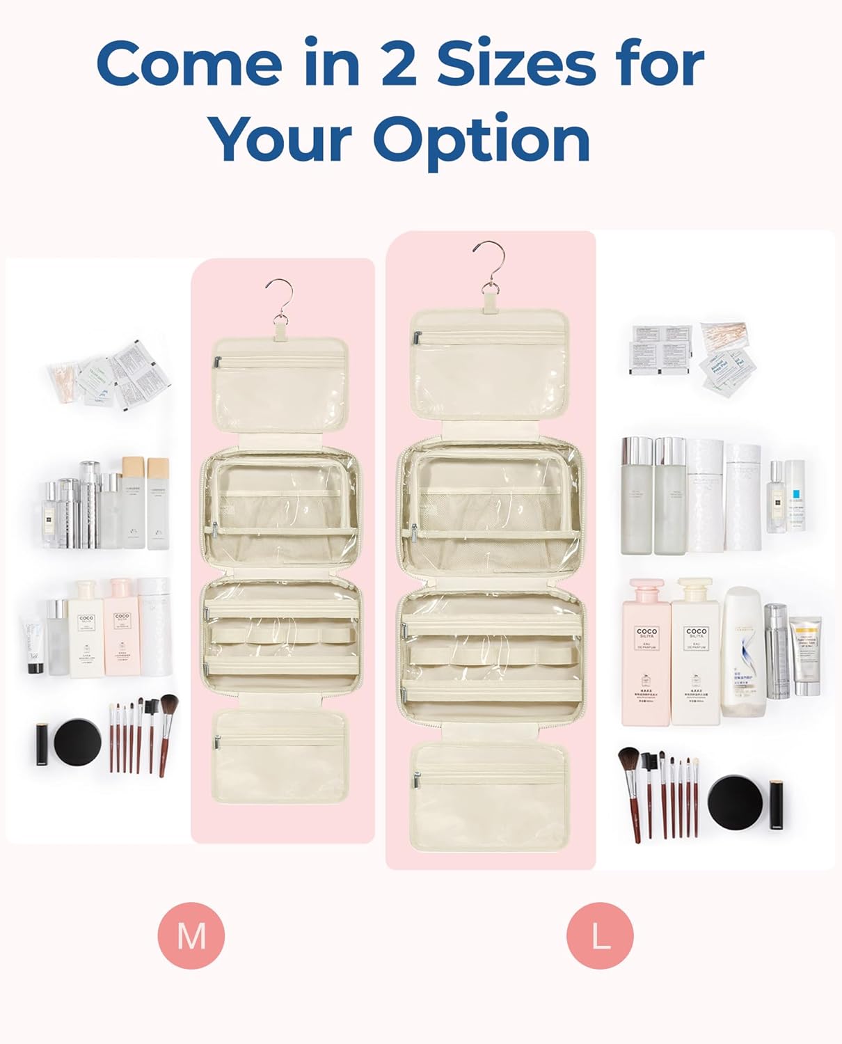 BAGSMART Travel Toiletry Bag with Jewelry Organizer