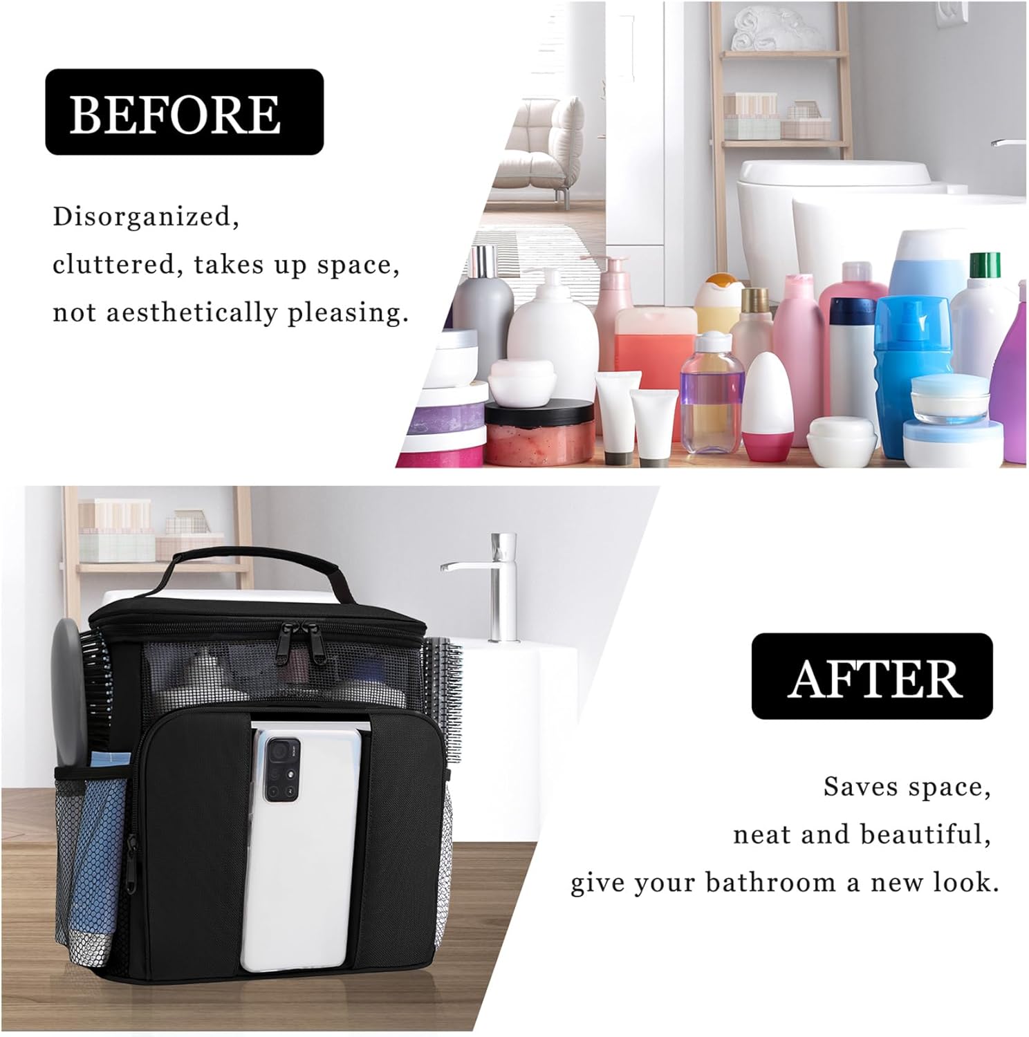 Mesh Shower Caddy Portable Travel Toiletry Bag