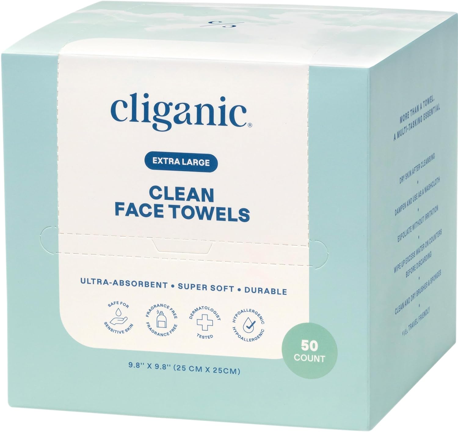 Cliganic Ultra-Absorbent Face Towels 50 Ct