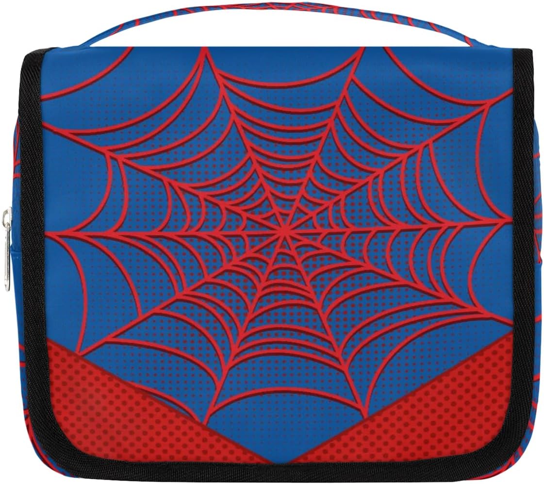 Blue Spider Web Travel Toiletry Bag for Boys Men