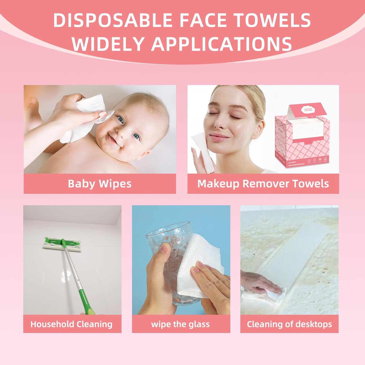 ICOTLE 50 Pack Disposable Face Towels 10x12