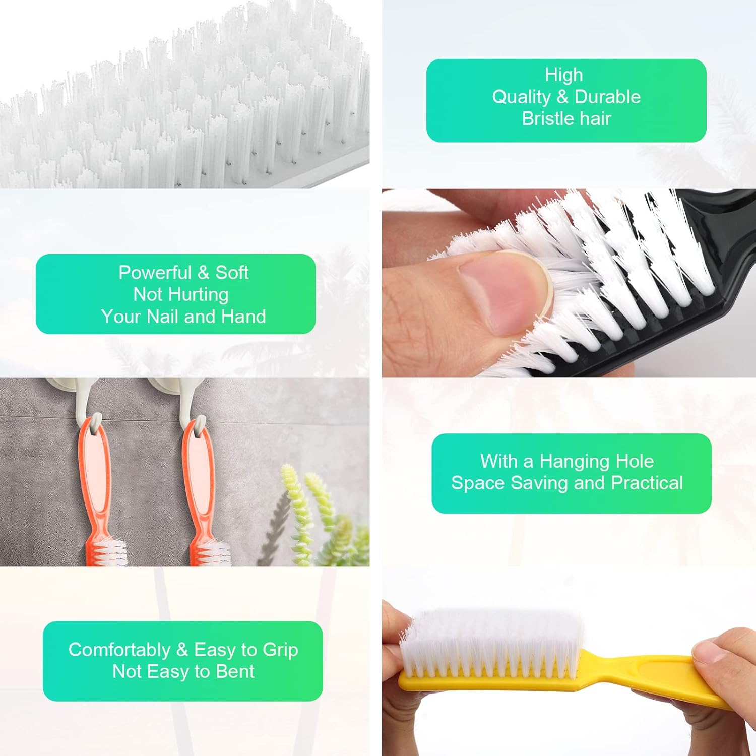 NICEMOVIC 24 Pcs Handle Grip Nail Brush Kit