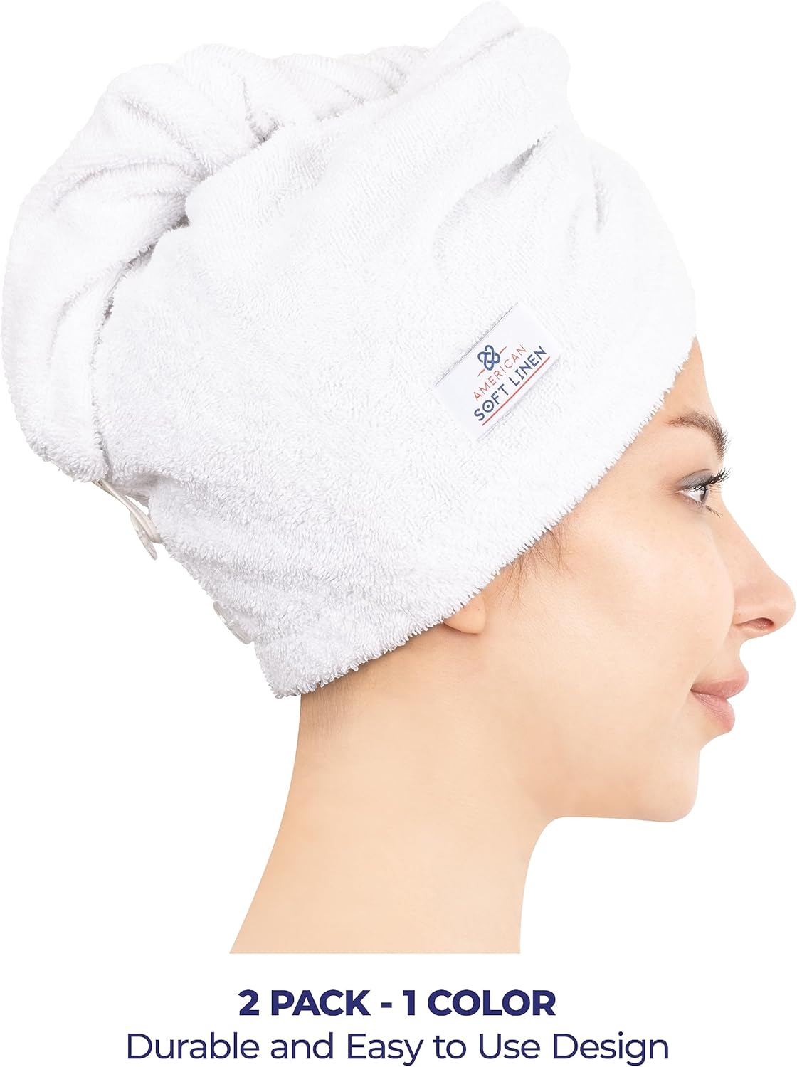 American Soft Linen 100 Cotton Hair Towels 2 Pack