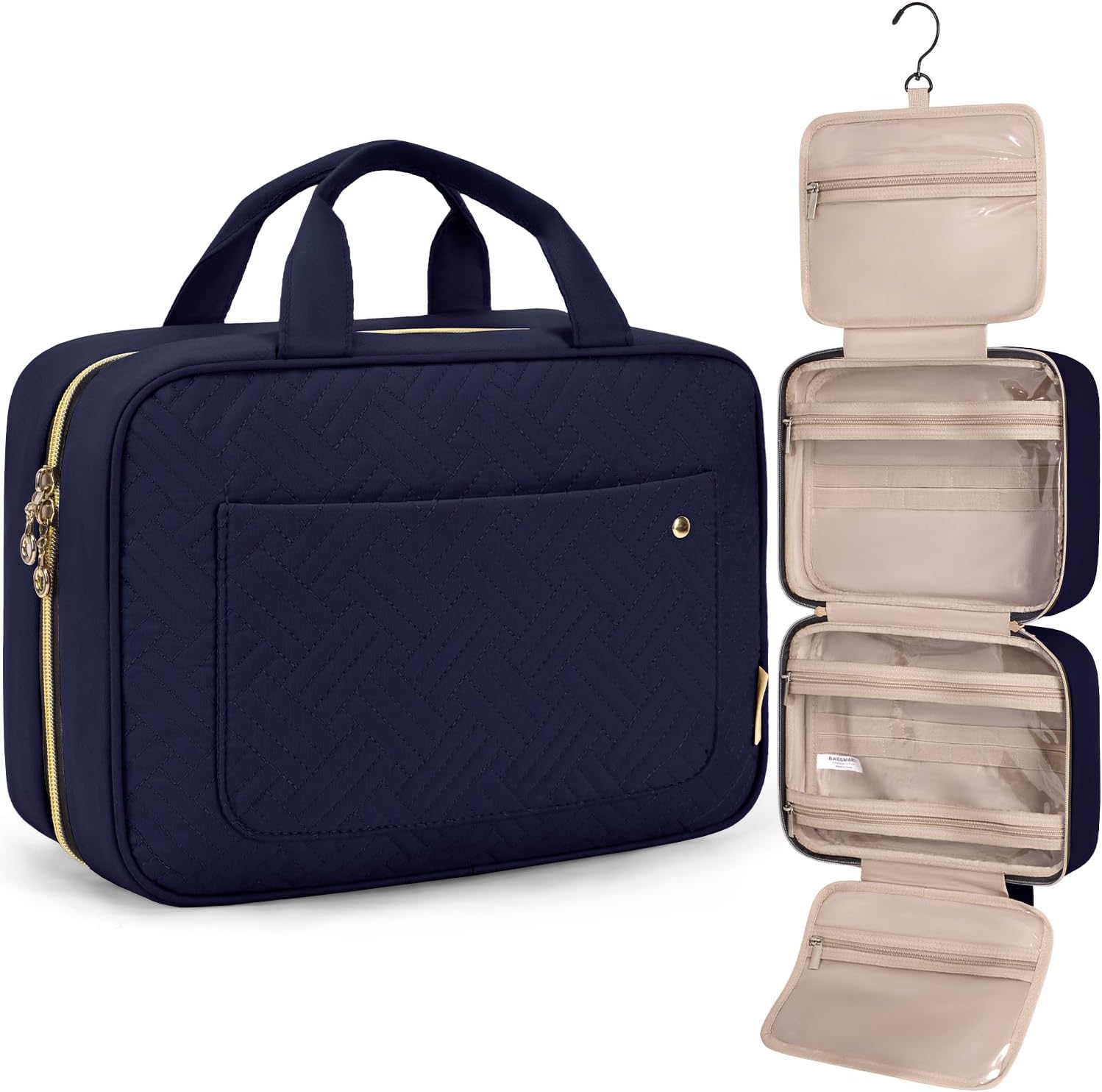 BAGSMART Toiletry Bag with Hanging Hook and 4 Compartments