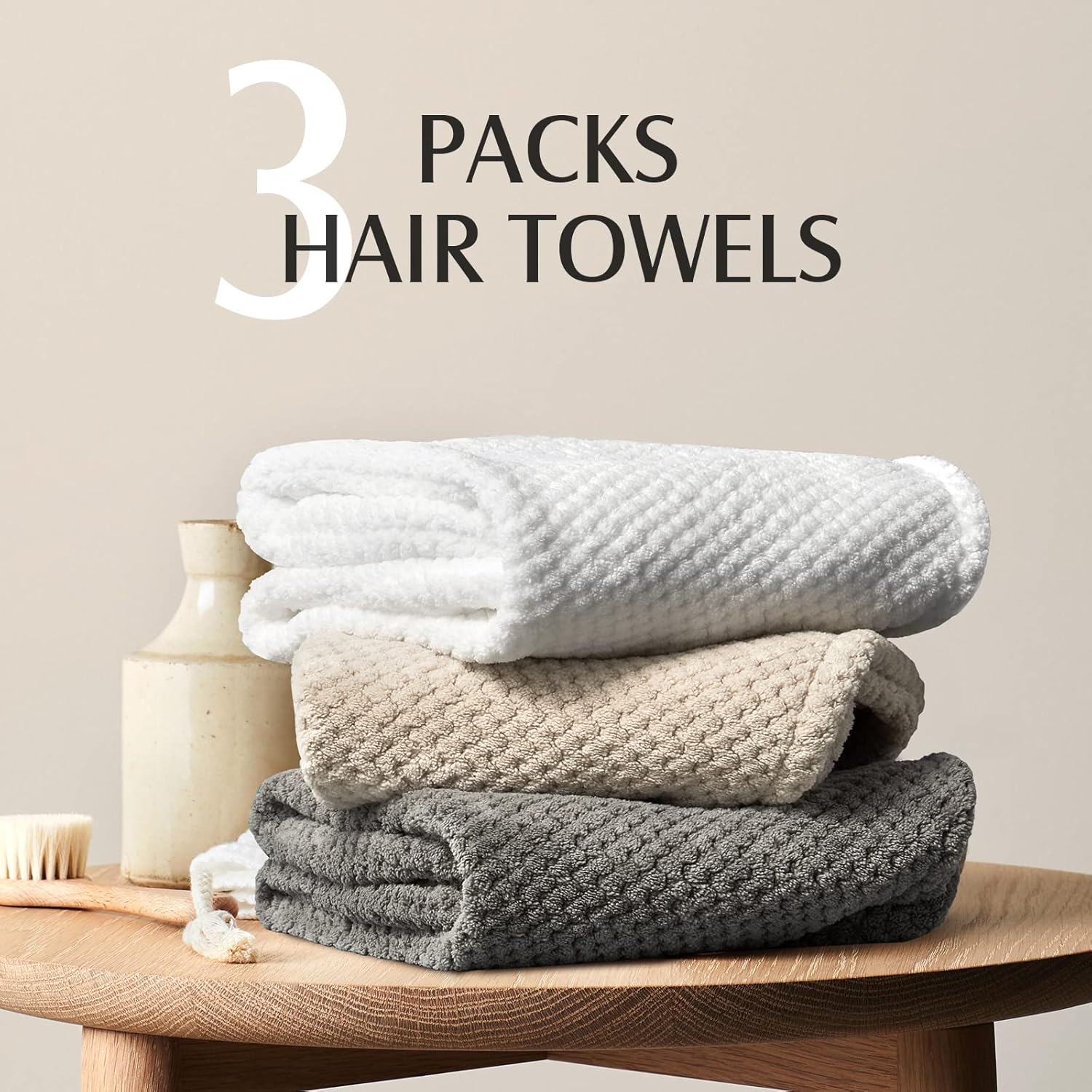 YFONG 3 Pack Large Microfiber Hair Towel Wrap 1