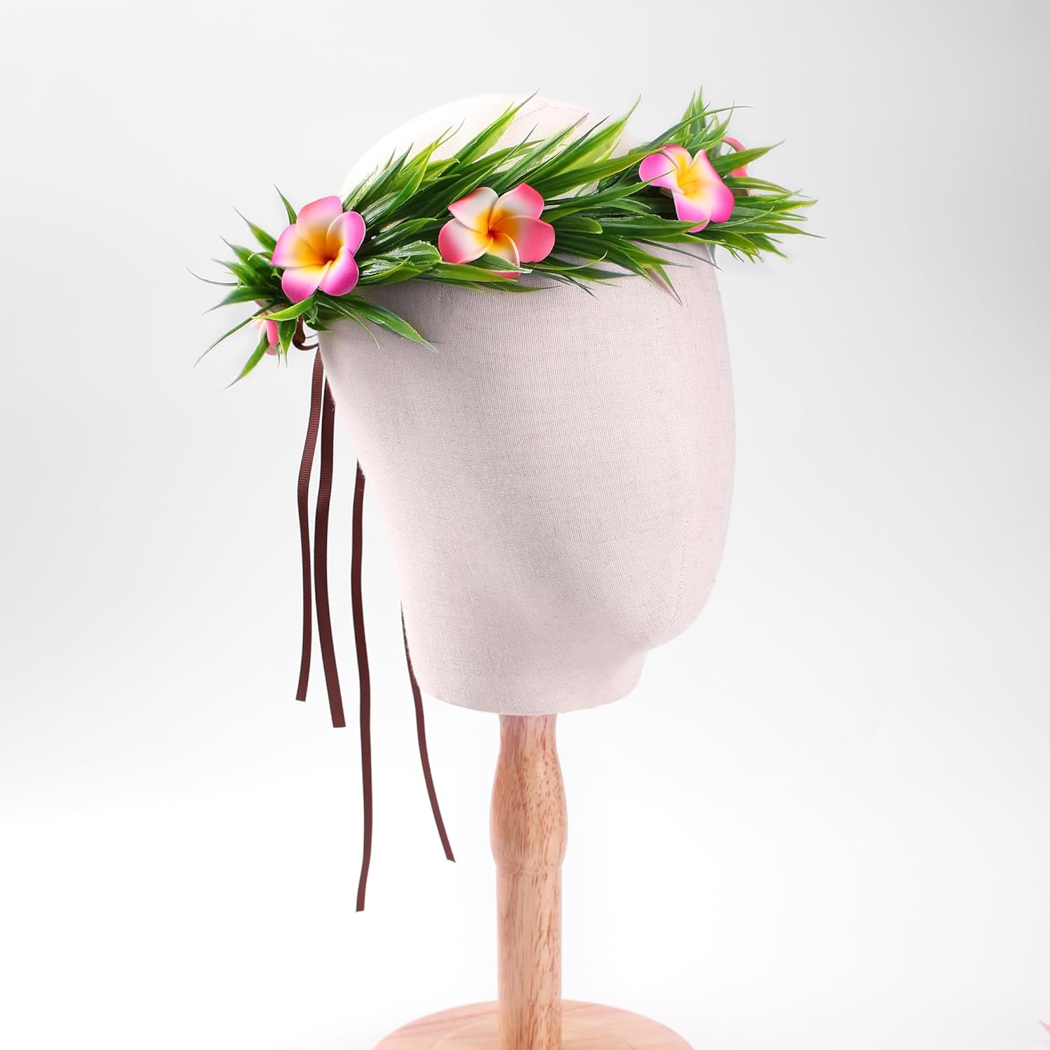 Hawaiian Flower Crown Headband - 3 Pcs Plumeria Hair Clips