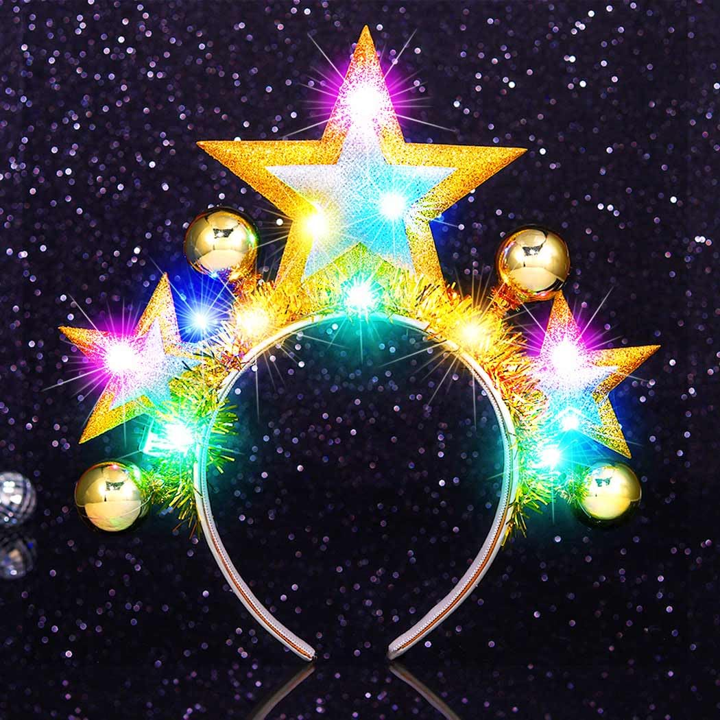 Catery Light Up Star Headband Gold Halo Crown