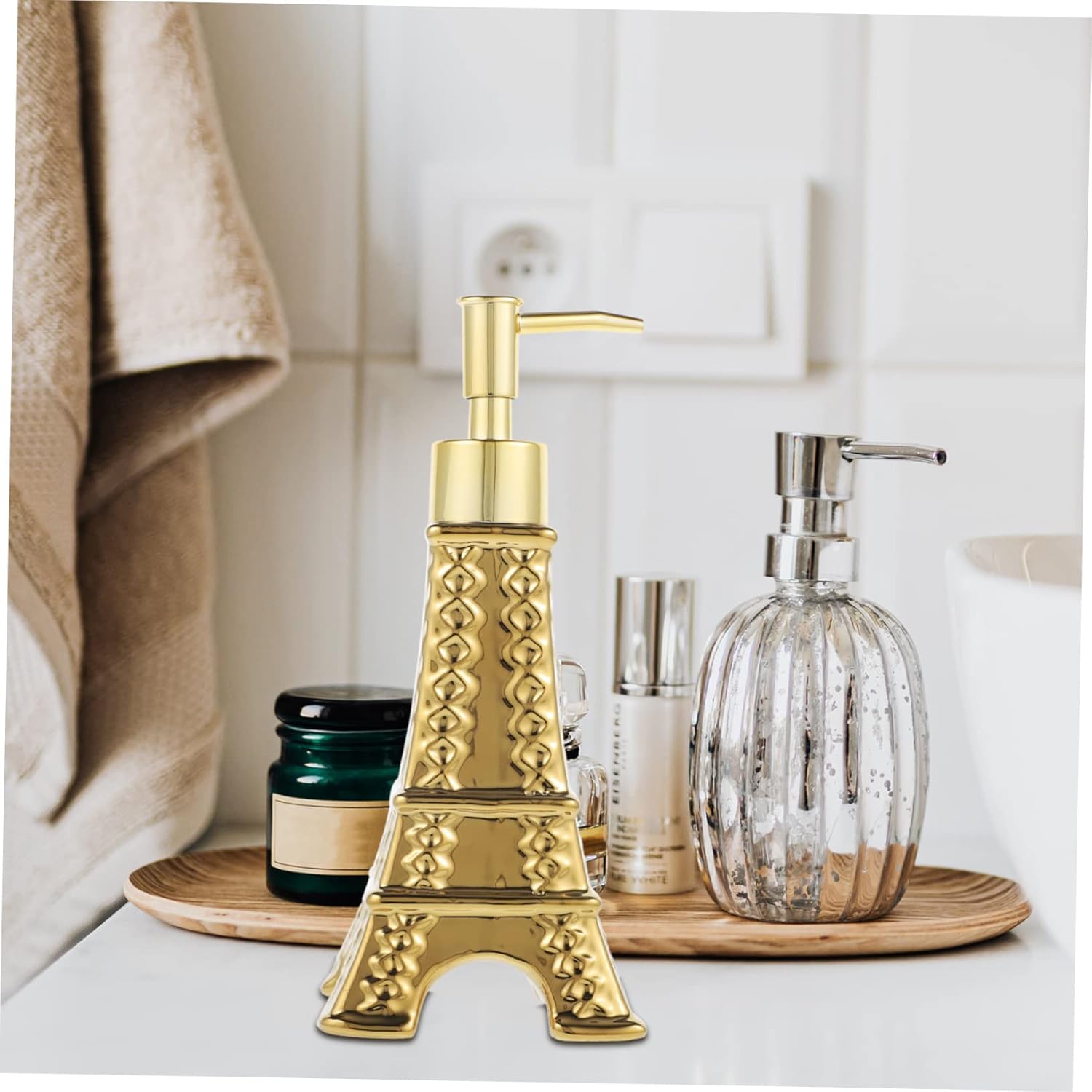 Ipetboom Eiffel Tower Soap Dispenser with Pump Refillable