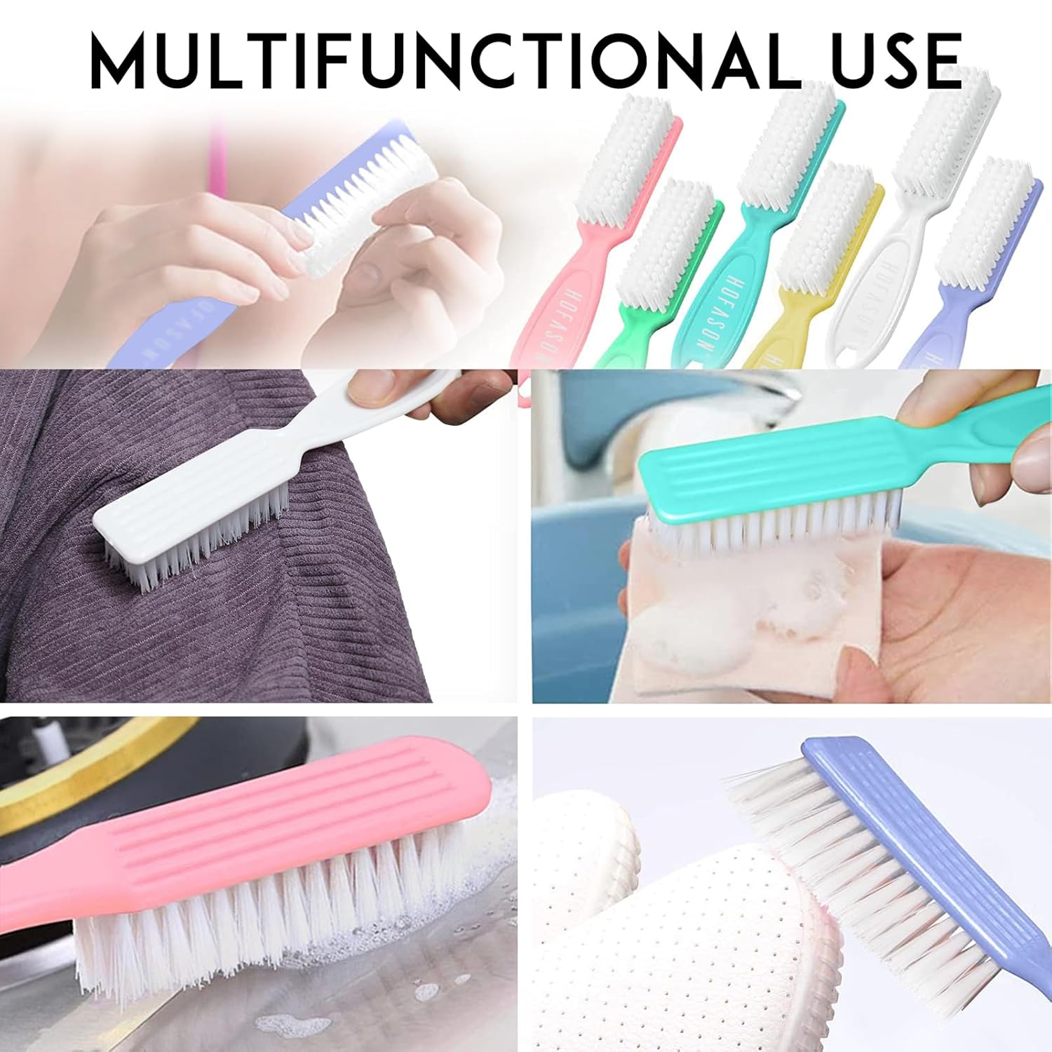 HOFASON 6 Pack Nail Brush Set for Fingernails Toenails