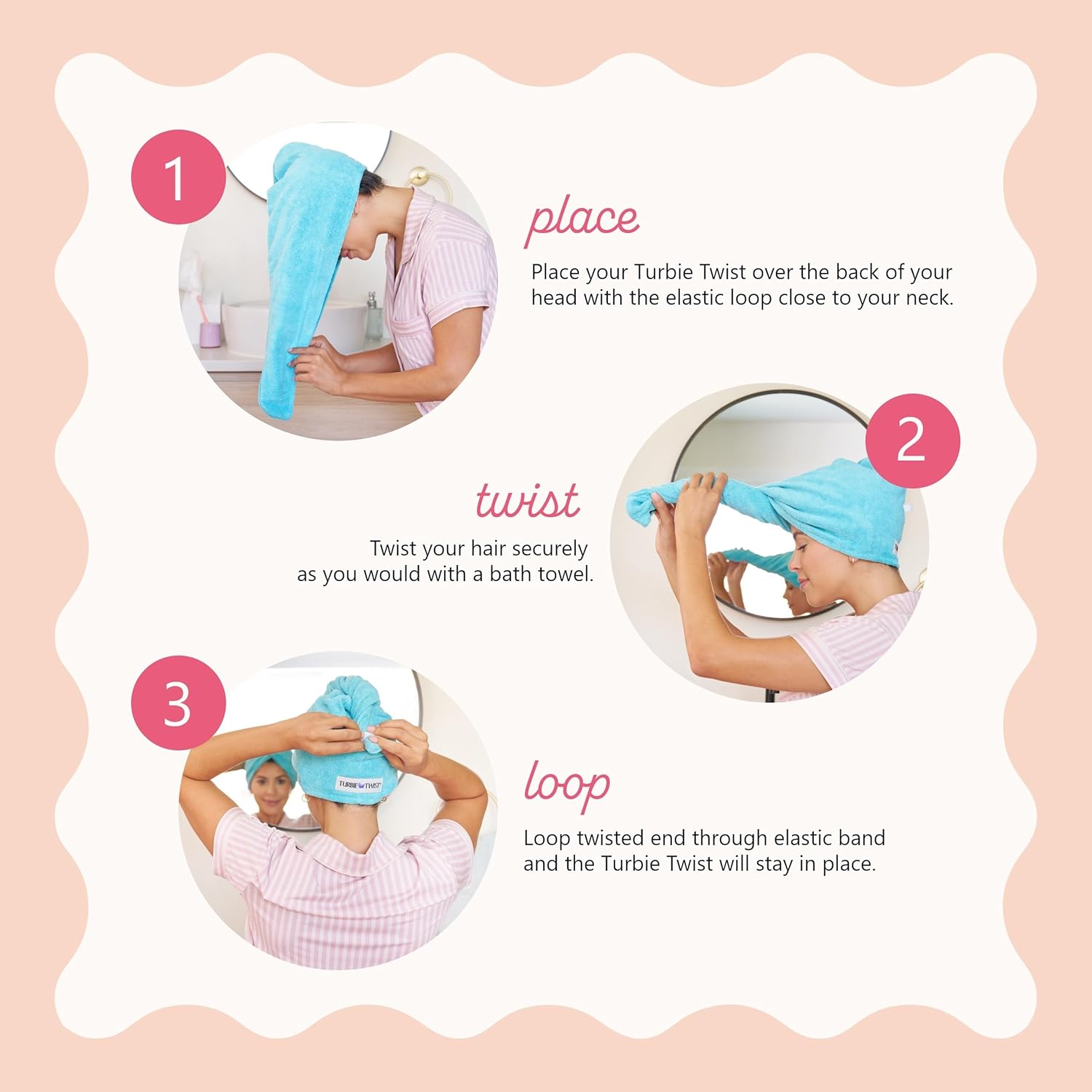Turbie Twist 3-Pack Cotton Hair Towel Wrap - White