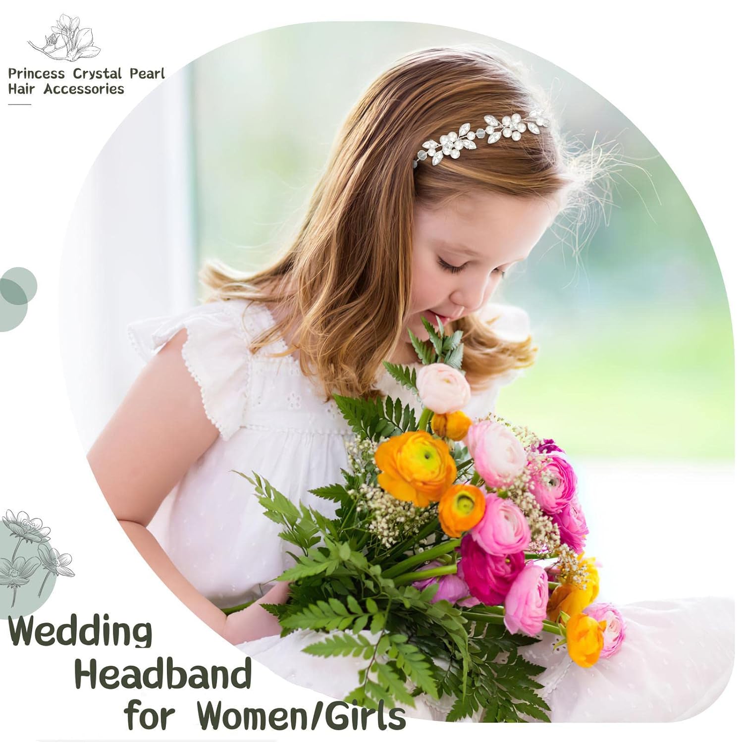 Flower Girl Headpiece with Pearls and Diamonds