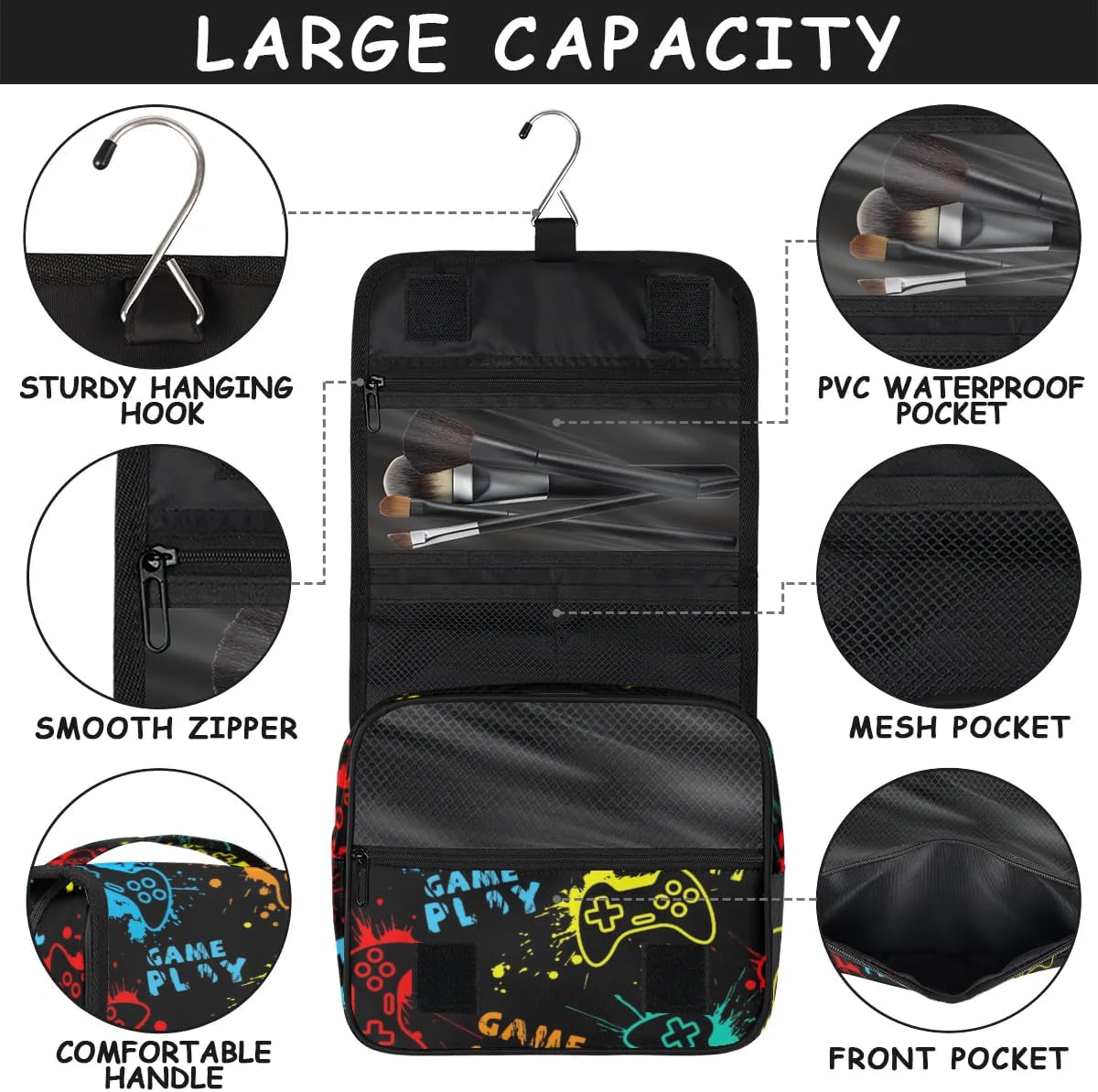 Game Video Hanging Travel Toiletry Bag for All