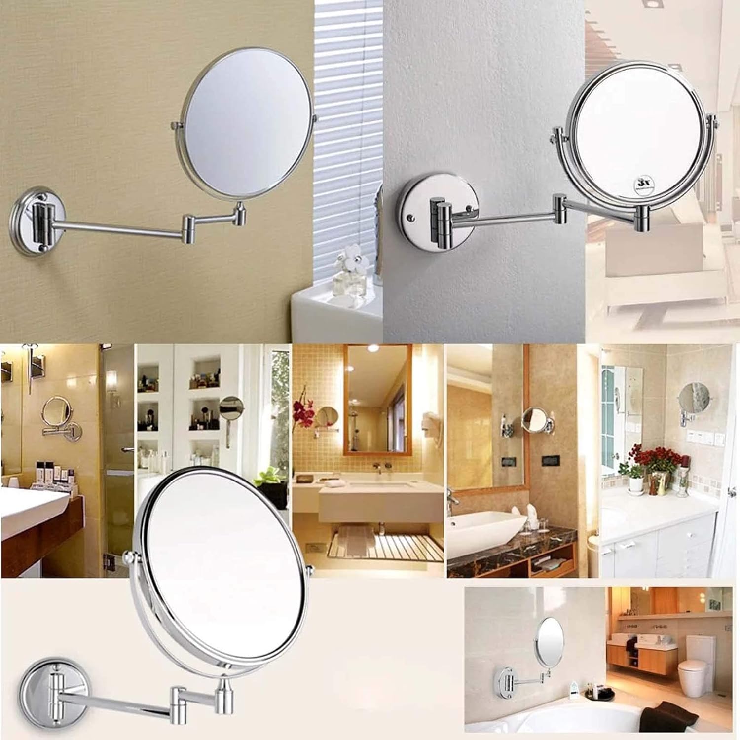 8 Inch Wall Mounted Mirror with 360 Swivel and 10X Magnification