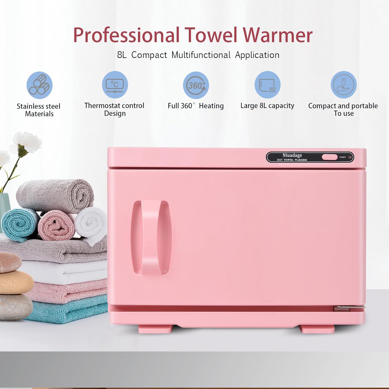 Hot Towel Warmer Cabinet 8L Pink