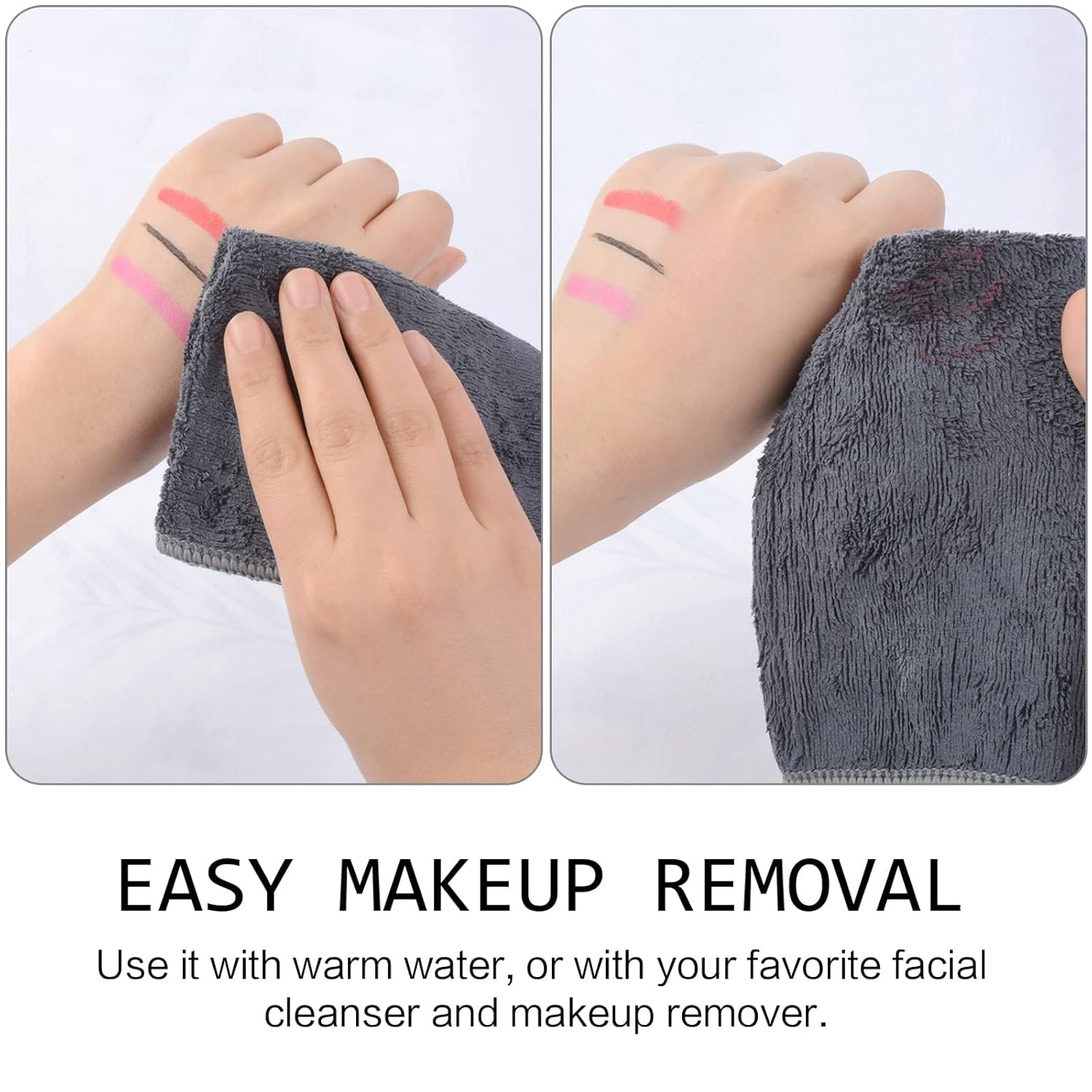 SINLAND Microfiber Facial Cloths 6 Pack Grey 12x12 Inch