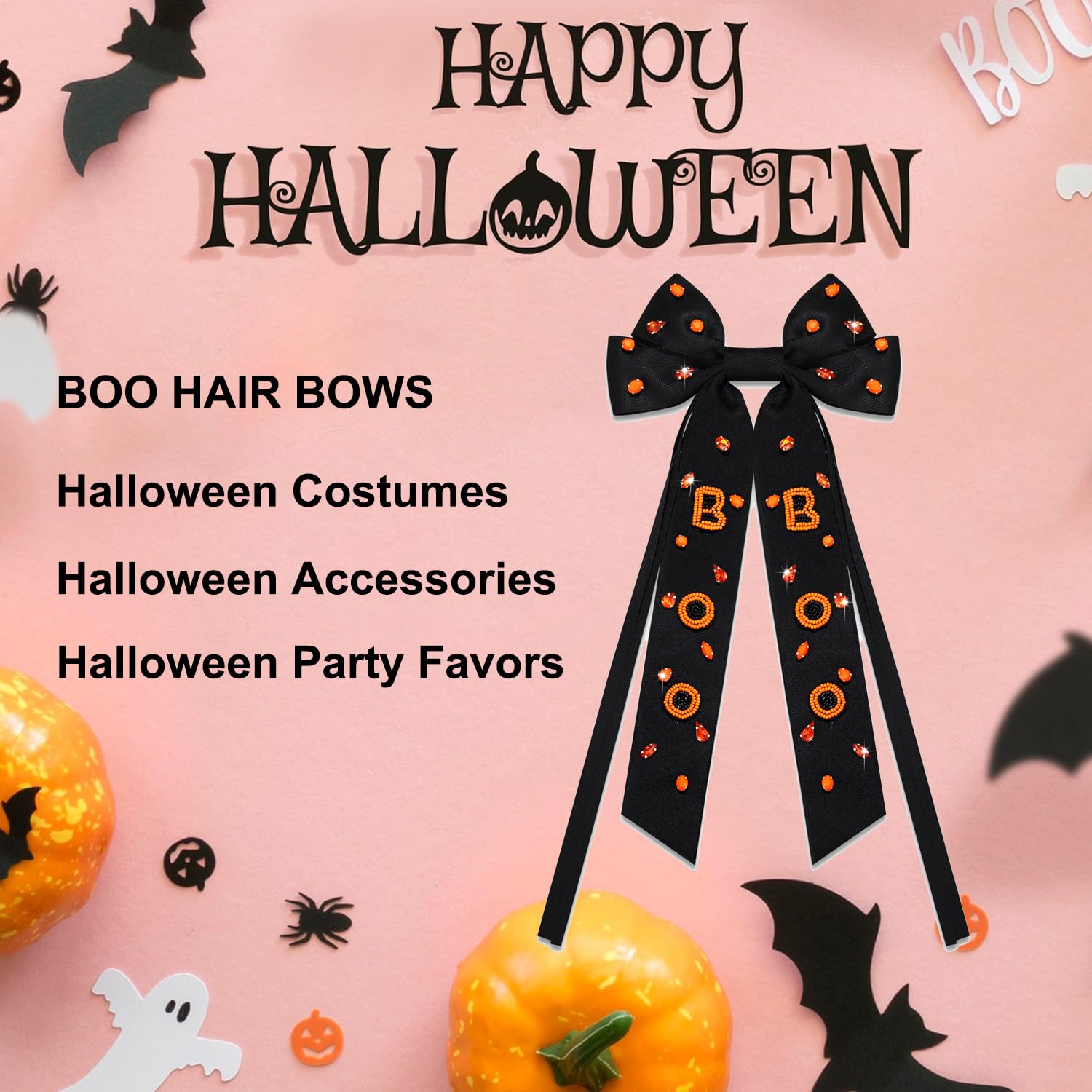 CEALXHENY Halloween Hair Bows with Rhinestone