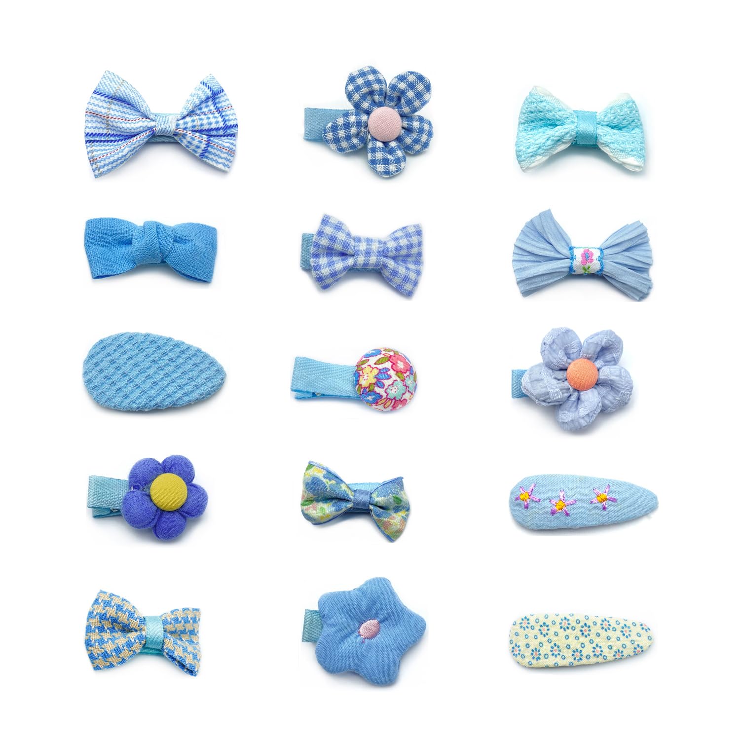 15 Pcs Cute Bows Fabric Hair Clips for Girls and Women