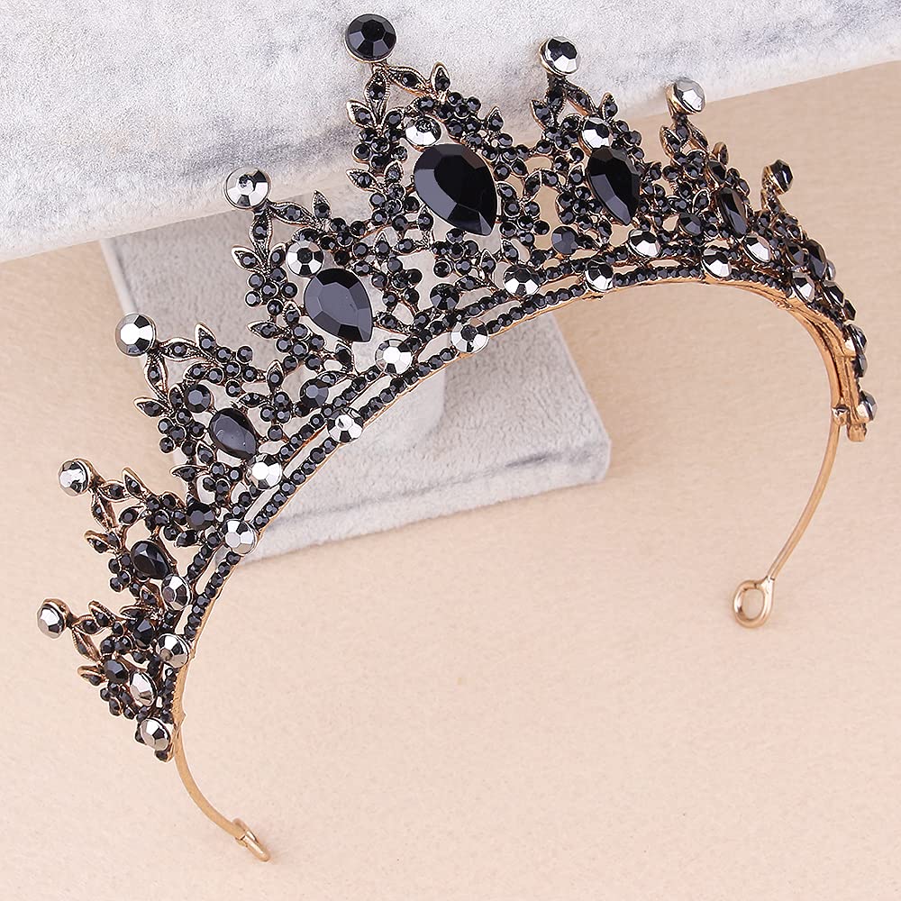 Vofler Black Crown Tiara for Women - Gothic Halloween Costume Headband