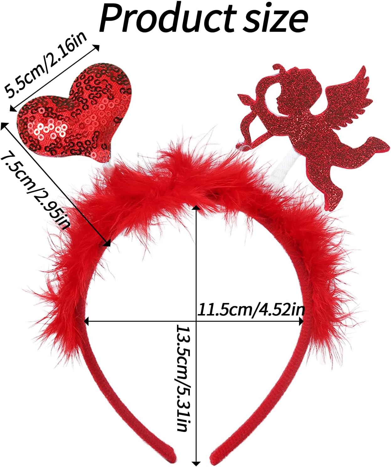 Fishdown Valentine Heart Headband Set for Women