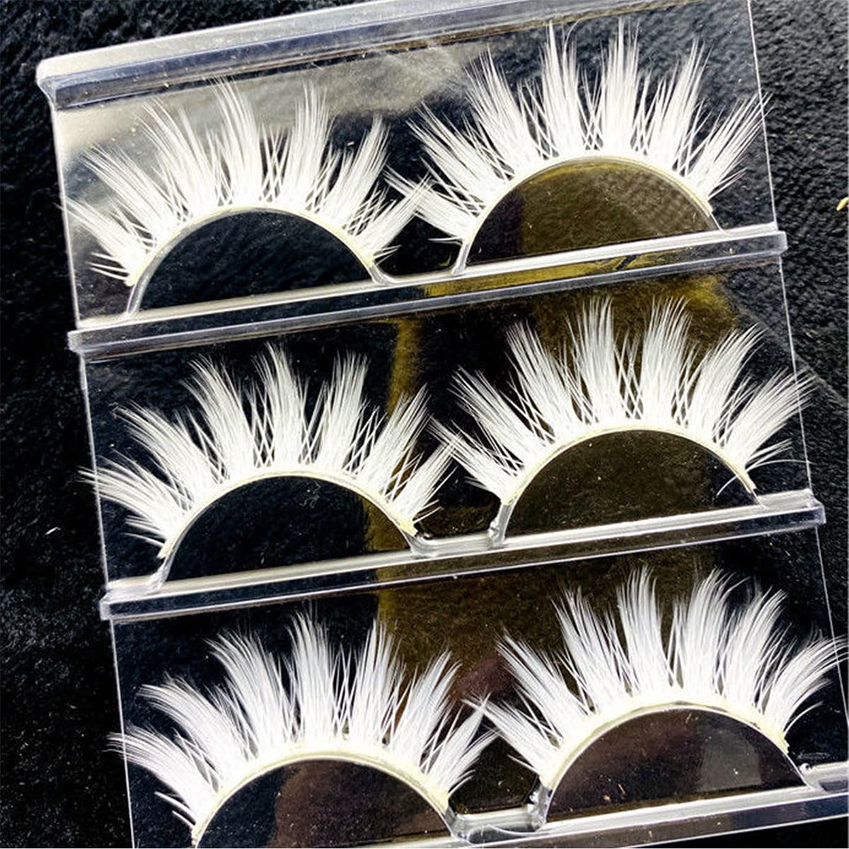 MUQIU37 White False Eyelashes 15mm for Halloween Cosplay