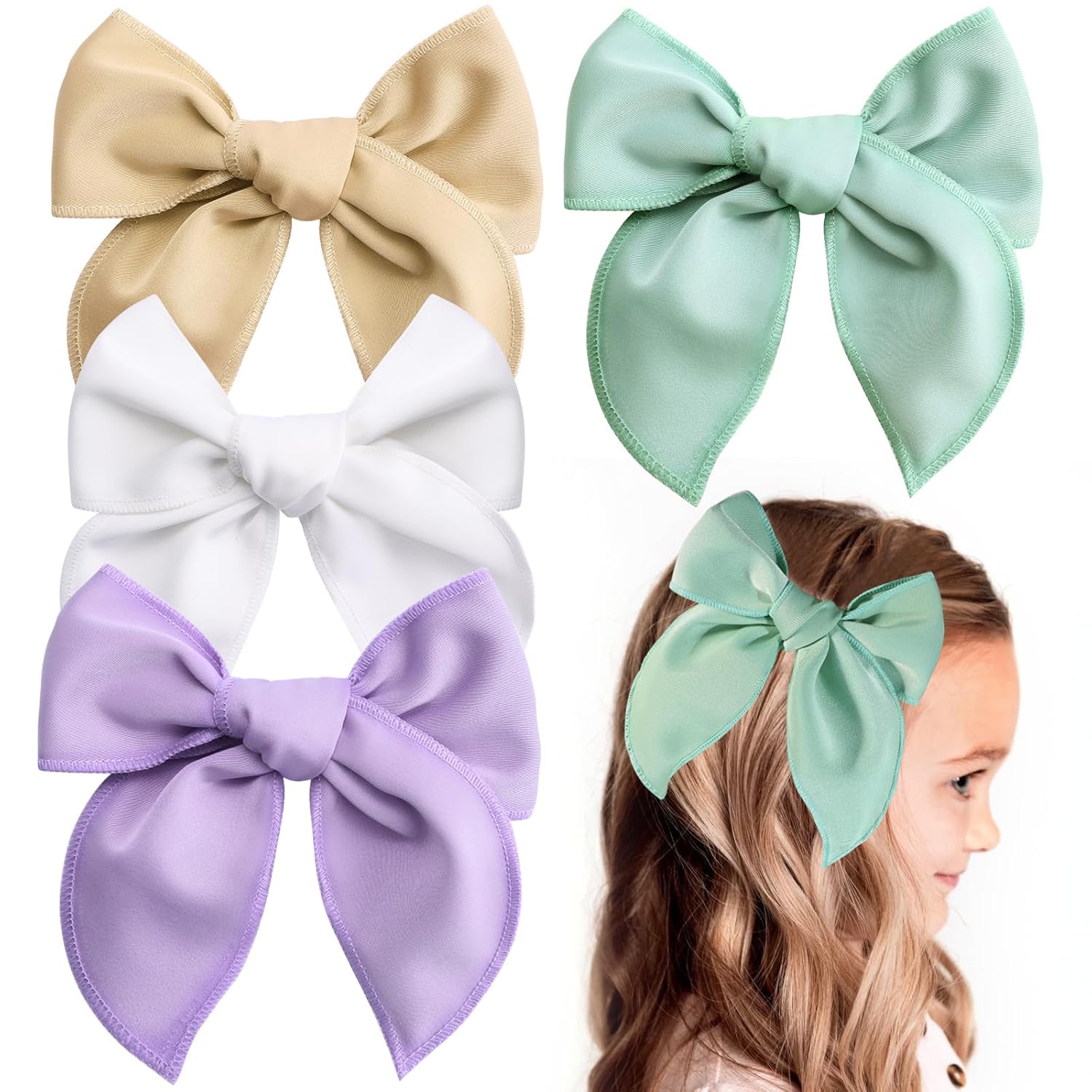 TOKUFAGU Pack of 4 Hair Bows for Girls and Kids