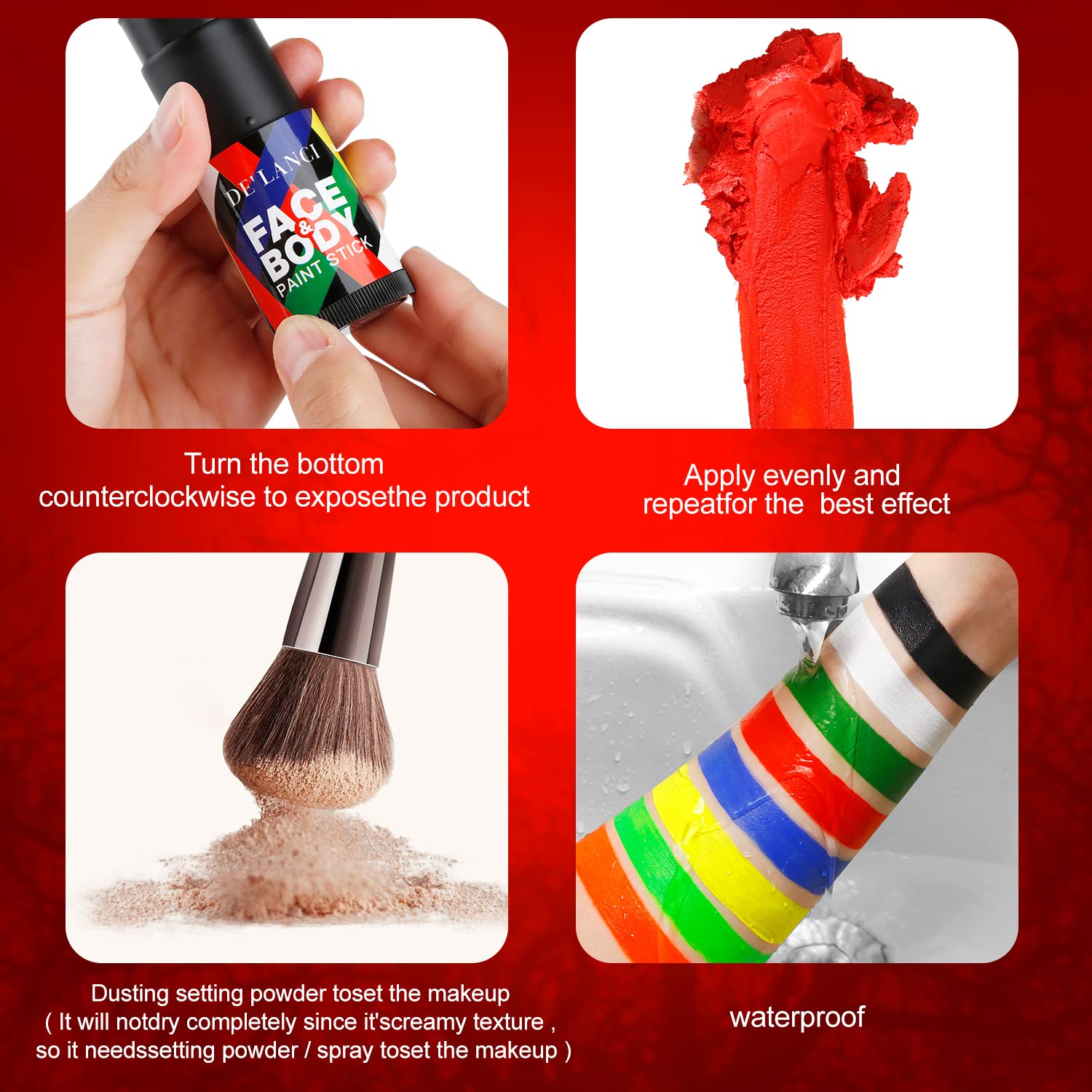 BEUSELF Face Body Paint Stick - Clown White Eye Black