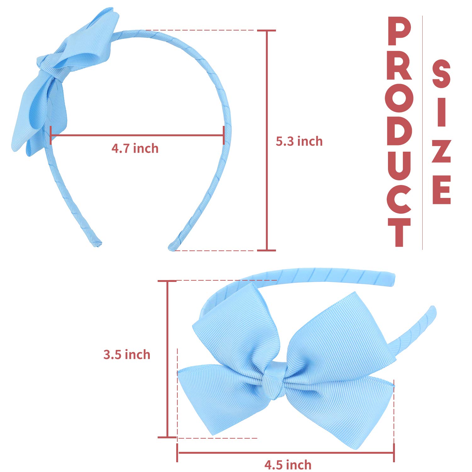 Fashion Baby Blue Grosgrain Bow Headband for Girls