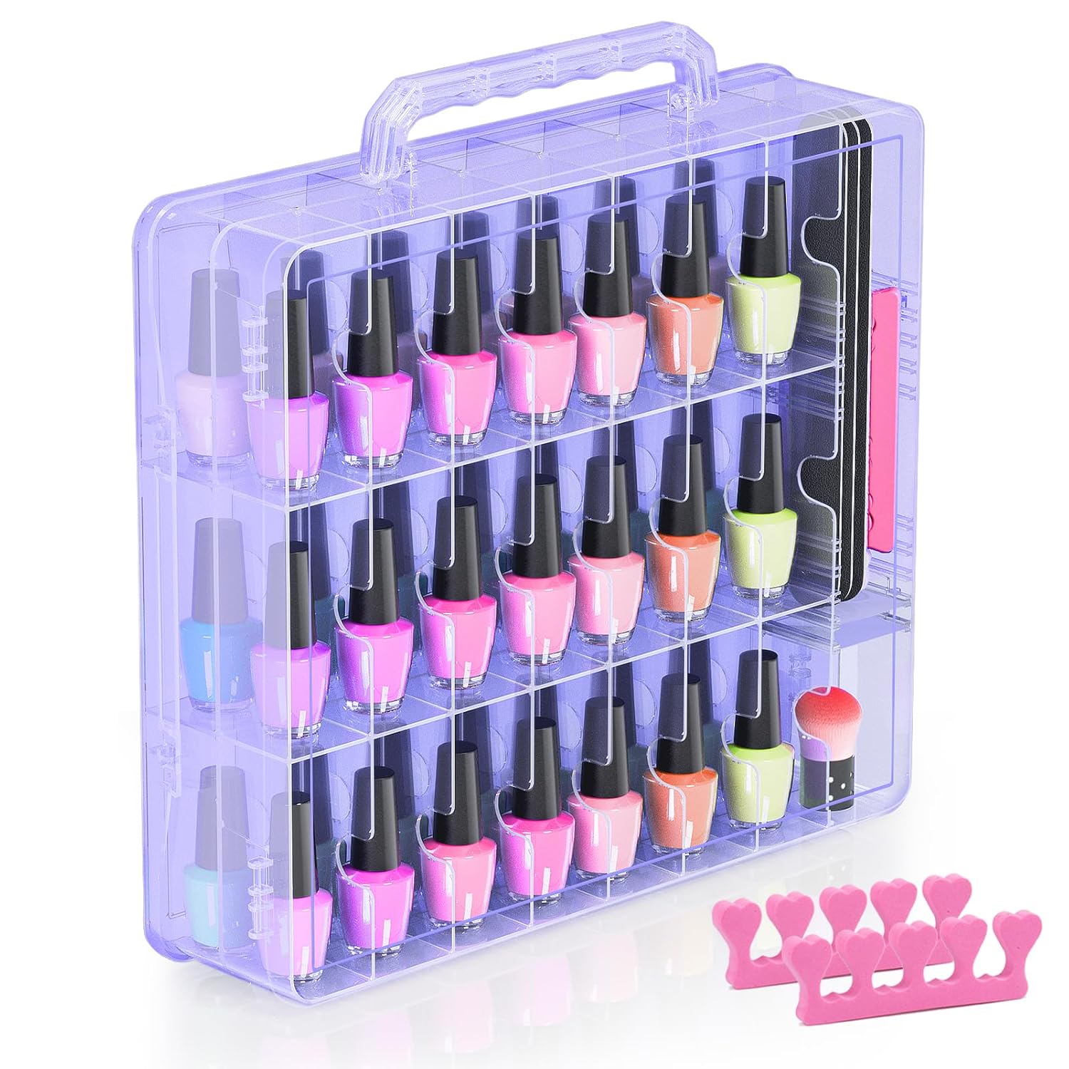 Beloving 48-Bottle Nail Polish Organizer Purple Case