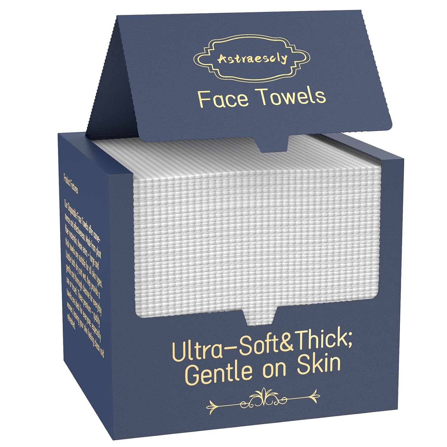 Astraescly XL Face Towel 10x12 Inches 50 Ct Dual-Side Biodegradable