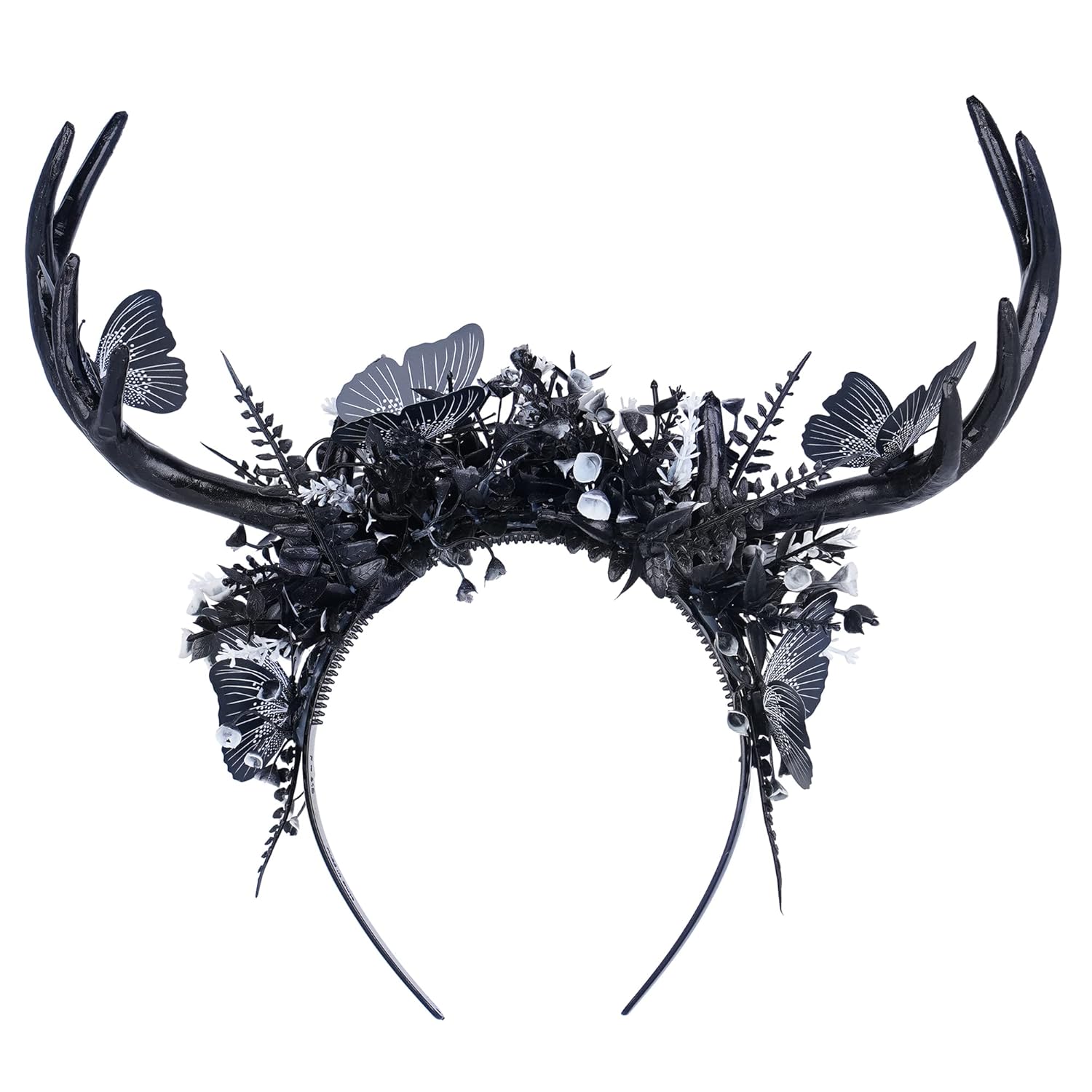 MOSTORY Gothic Black Deer Antlers Headband for Women Girls