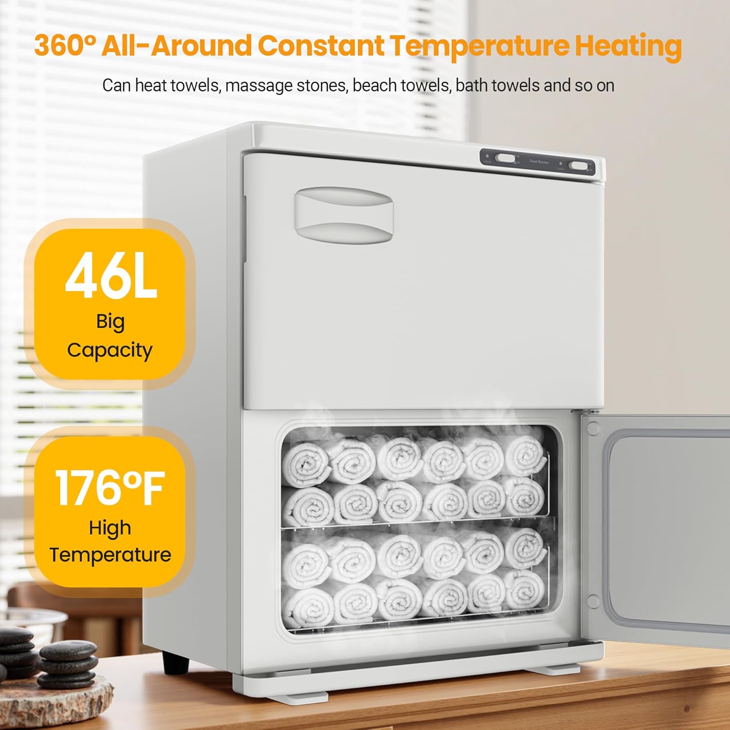 SalonDepot 46L Hot Towel Warmer with Double Cabinets White
