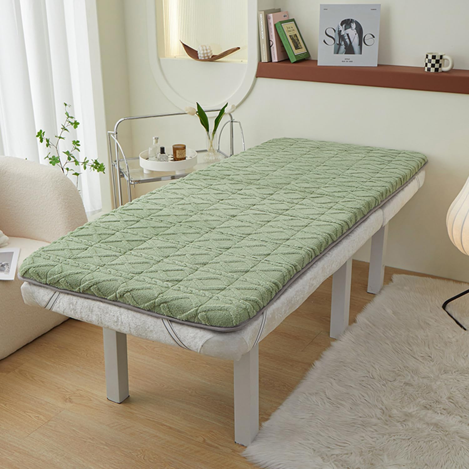 LDLCYCN Green Velvet Massage Table Pad 60x180cm