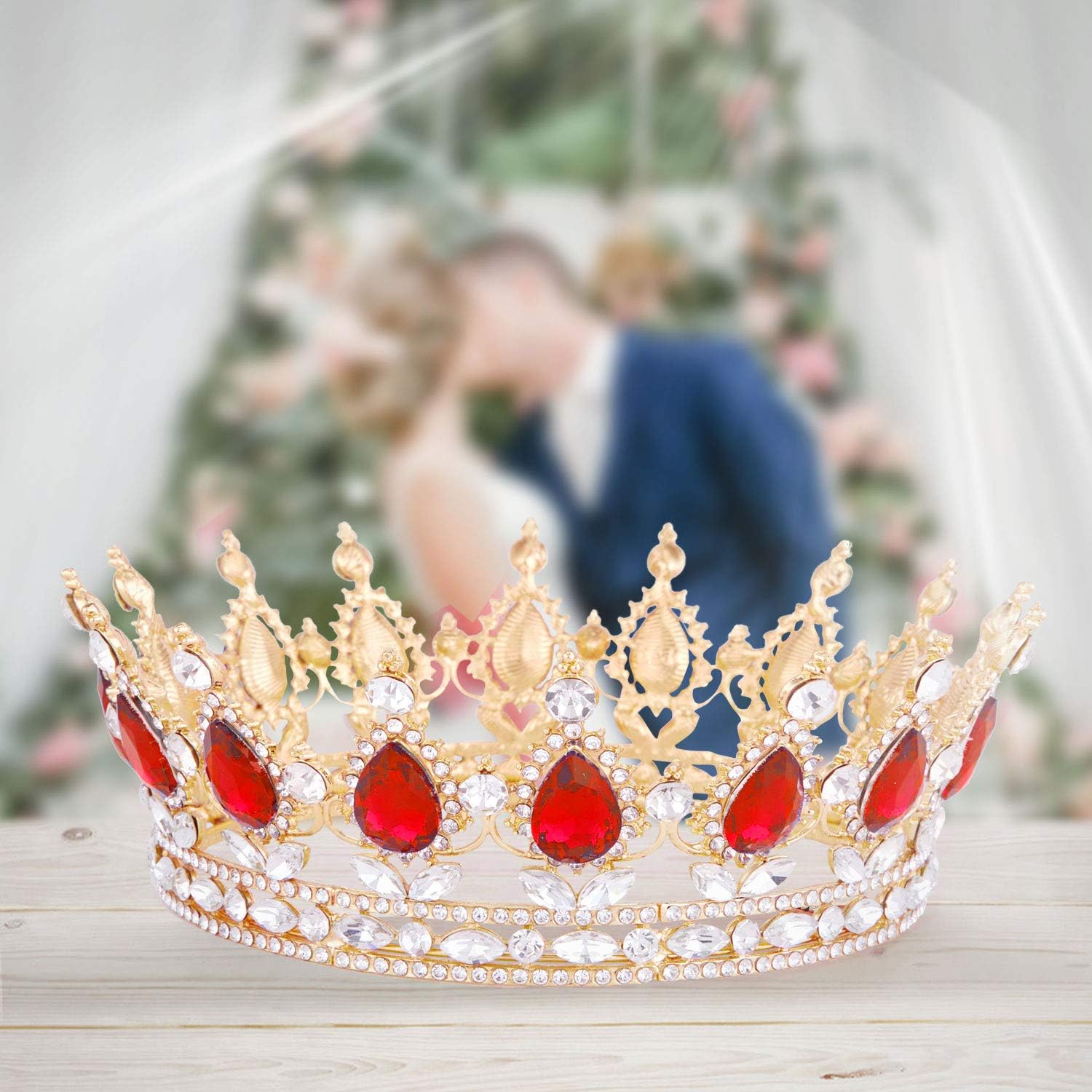 Vofler Queen Crown Headband - Gold Plated Alloy Rhinestone