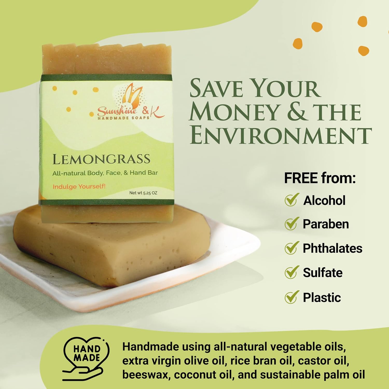 Lemongrass Body Hand Soap Bar - Natural Moisturizing
