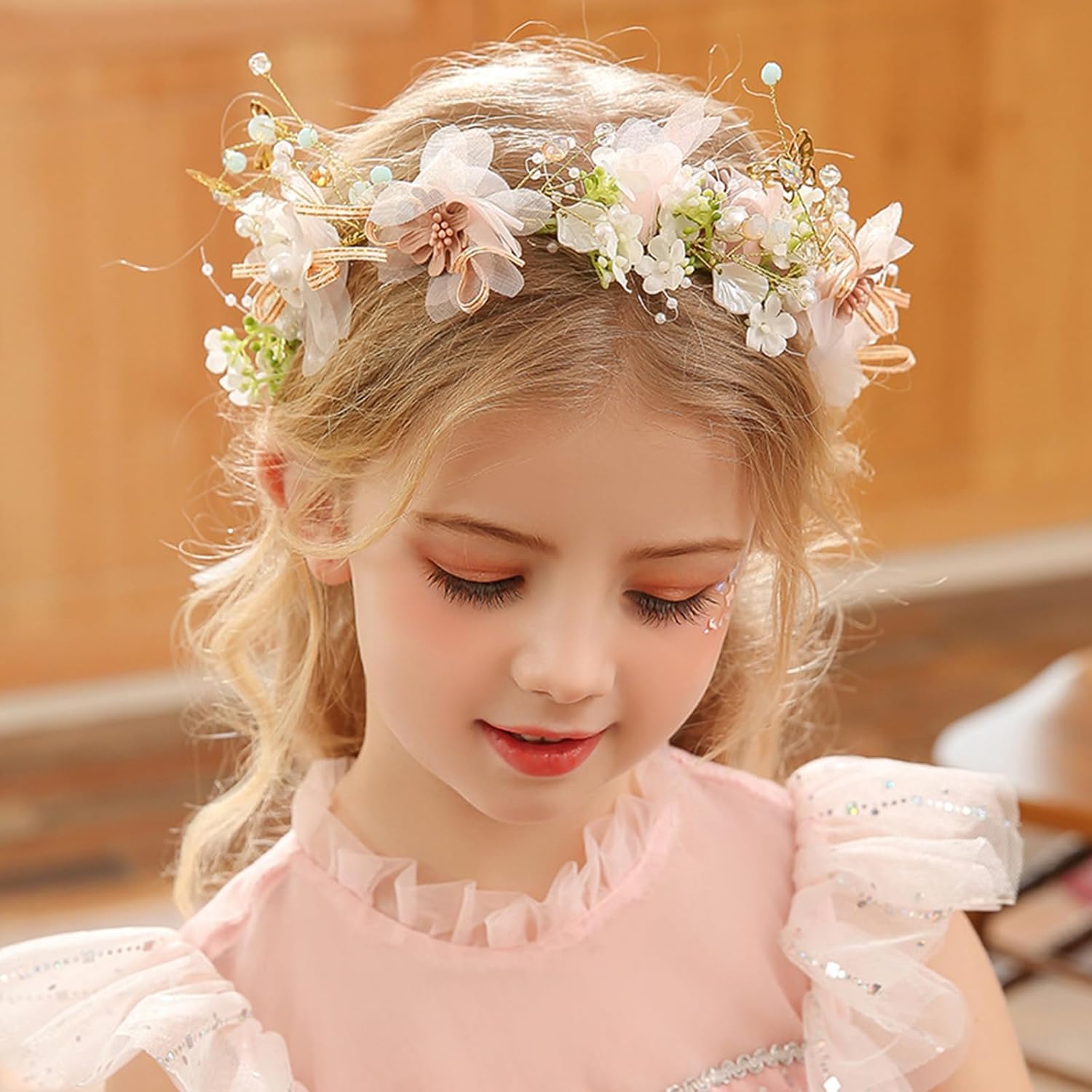 Ever Fairy Princess Flower Crystal Headpiece Pink
