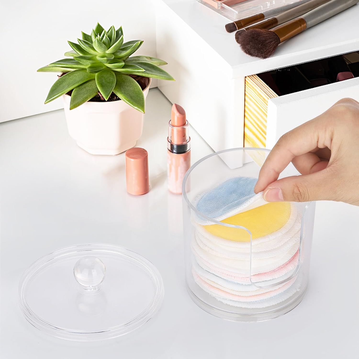 Tbestmax Clear Cotton Pads Holder with Storage