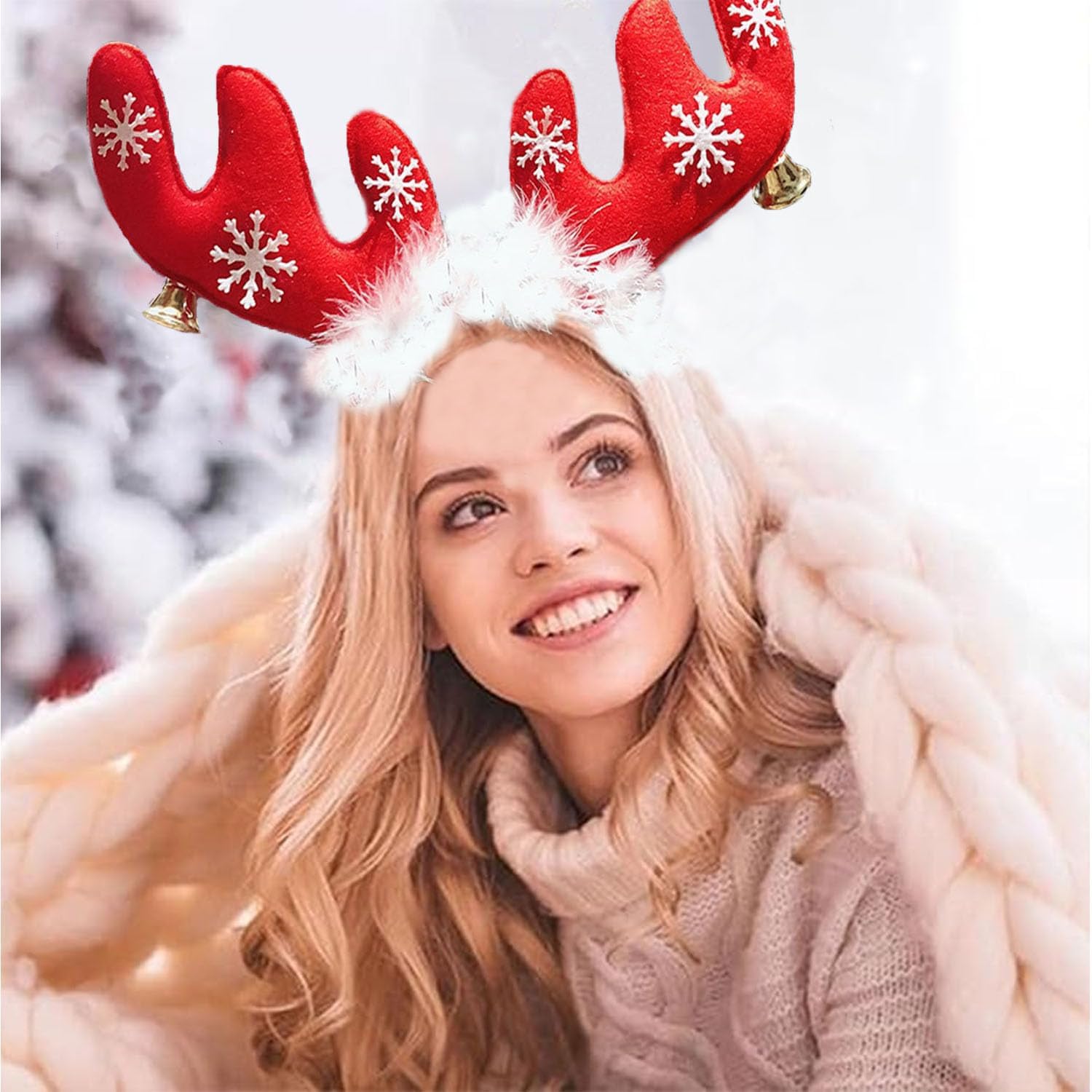 ZWENJIE Christmas Reindeer Antlers Headband