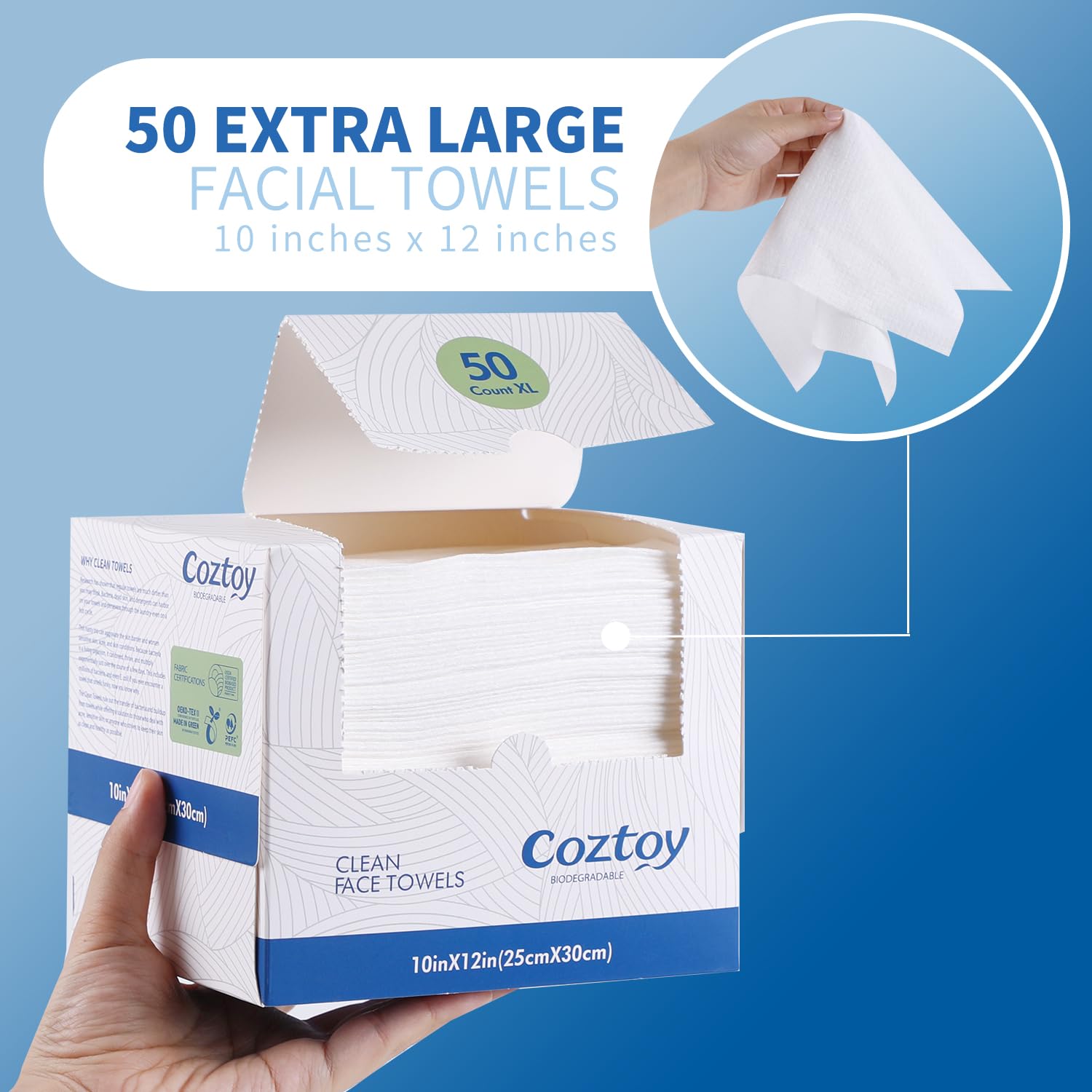 Coztoy Disposable Face Towels 10x12 Inches