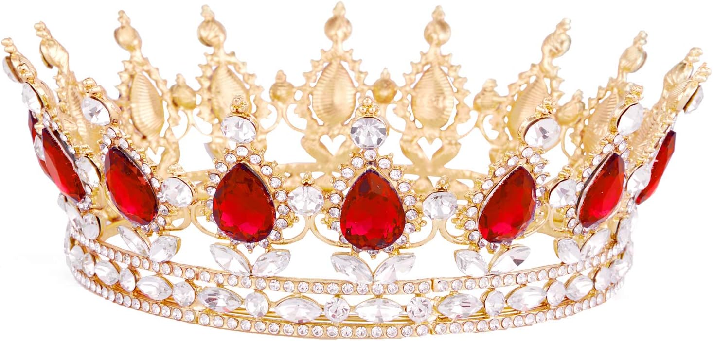 Vofler Queen Crown Headband - Gold Plated Alloy Rhinestone