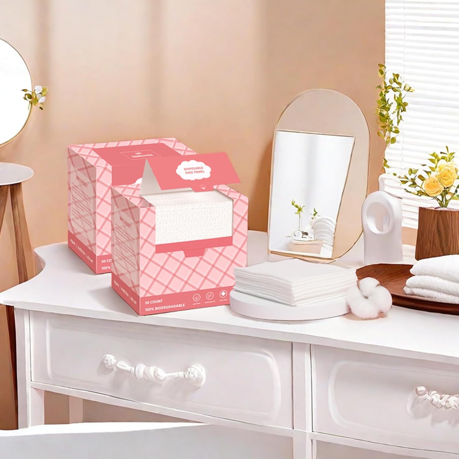 ICOTLE 50 Pack Disposable Face Towels 10x12
