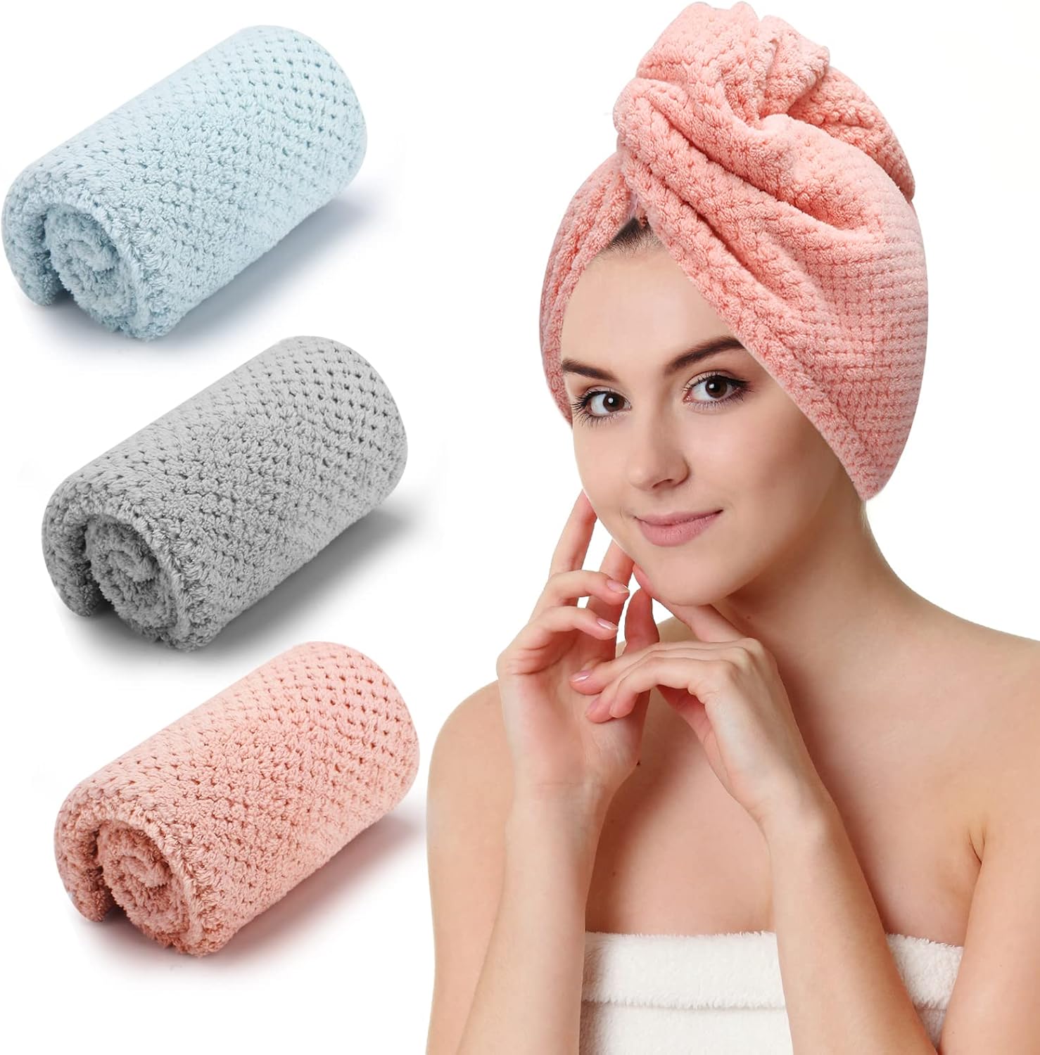 CZZXI 3 PCS Microfiber Hair Towel Set